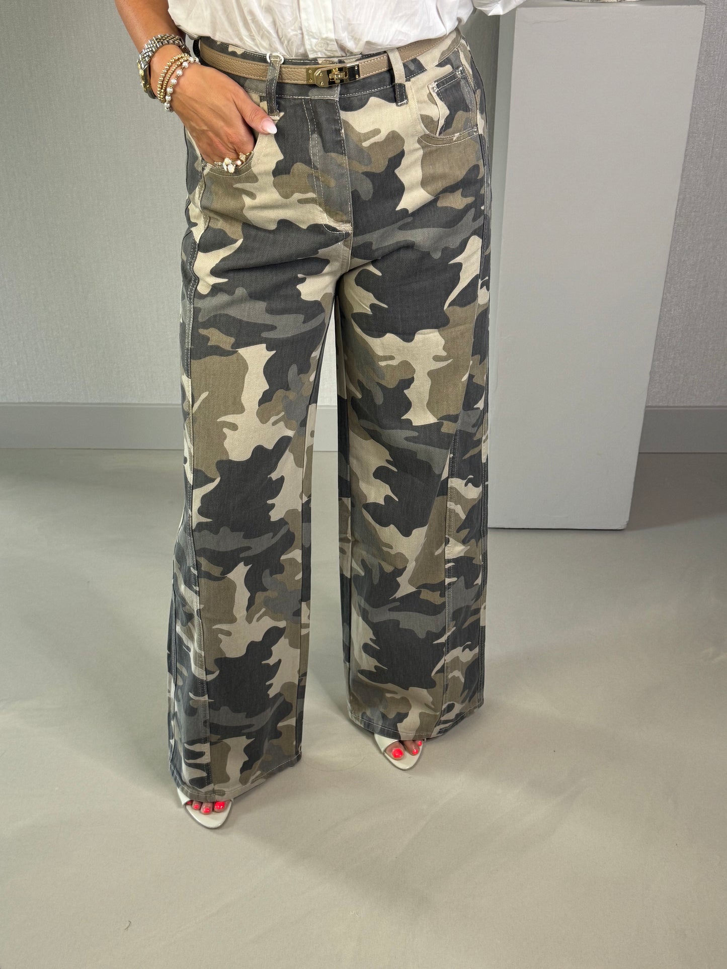 Jeans army print Queen Hearts