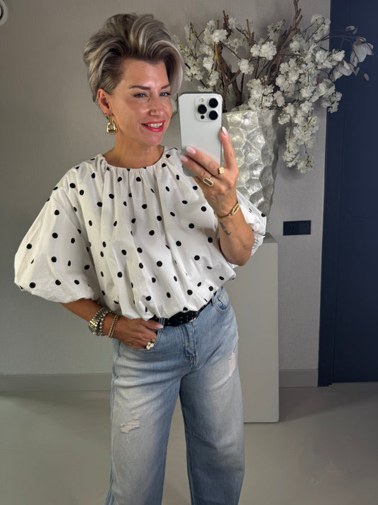 Blouse cropped polka dot