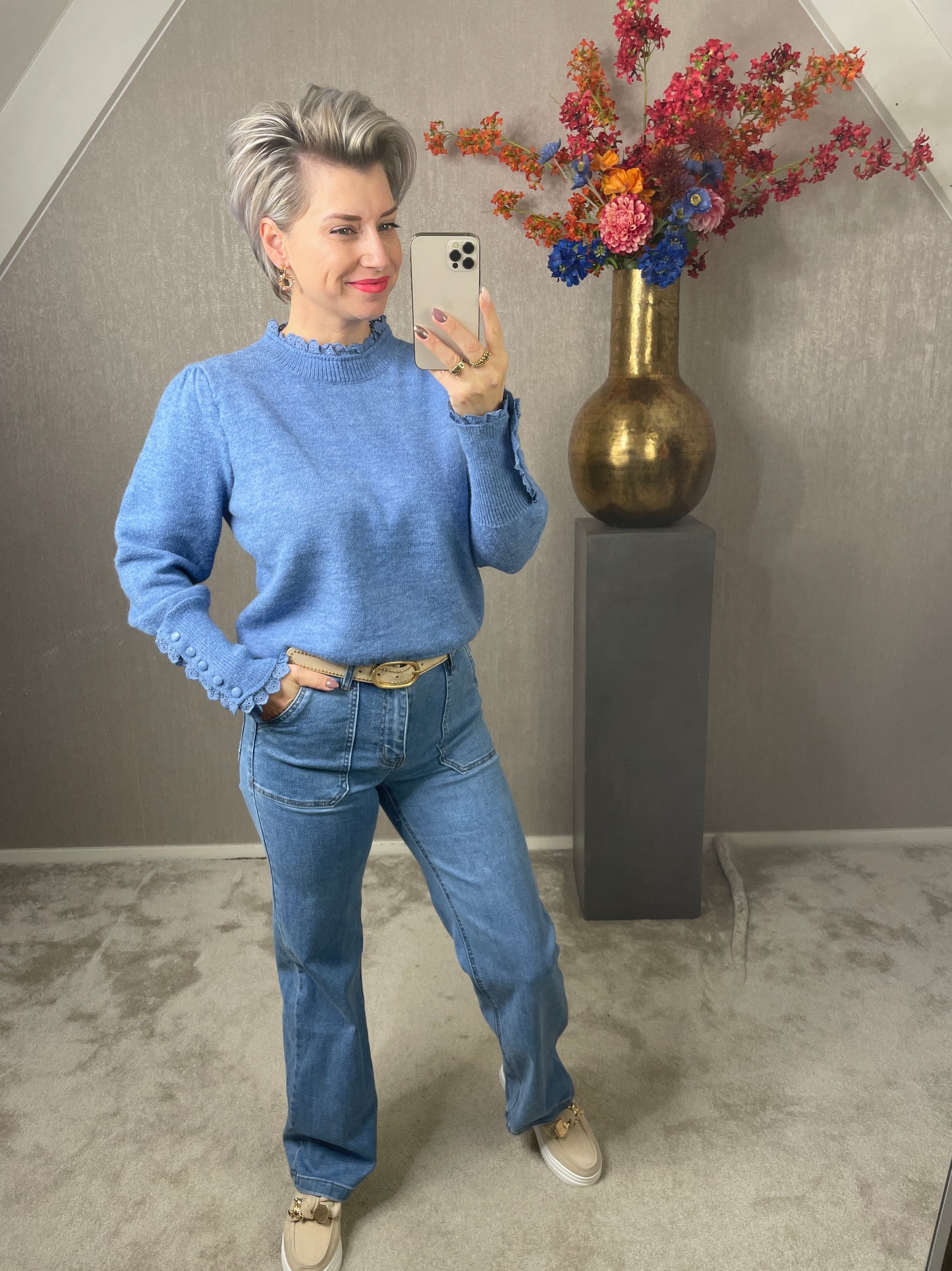 Trui Claire jeans bleu