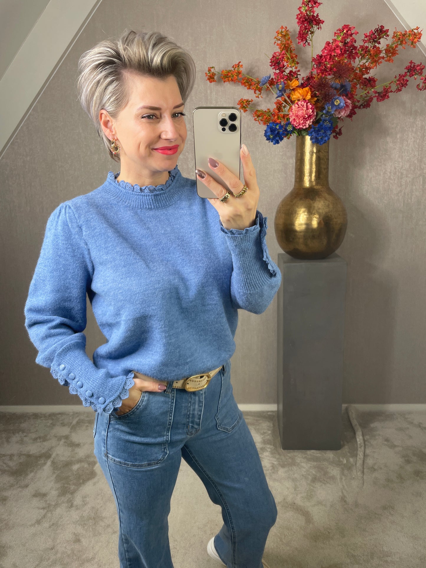 Trui Claire jeans bleu