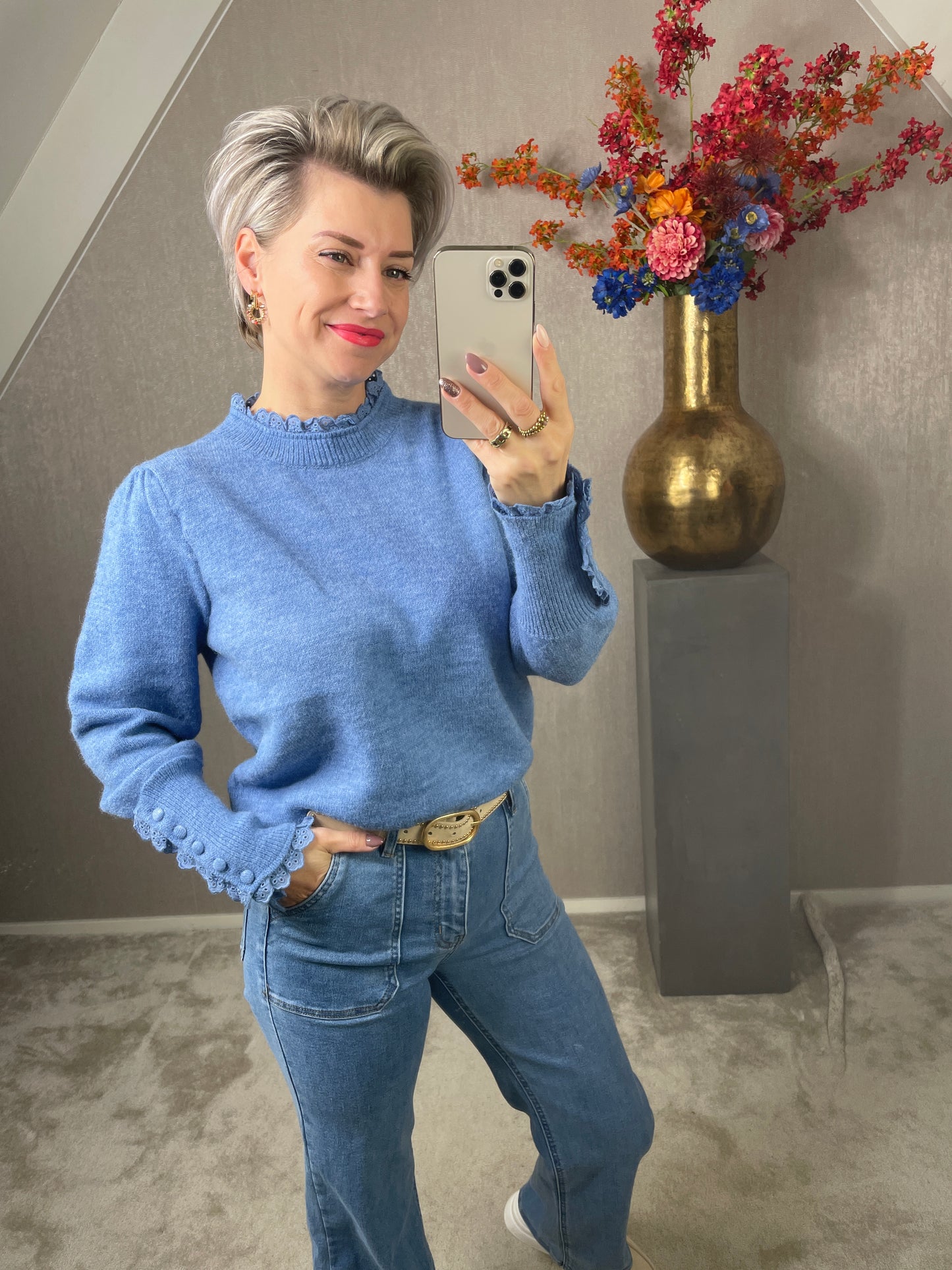 Trui Claire jeans bleu