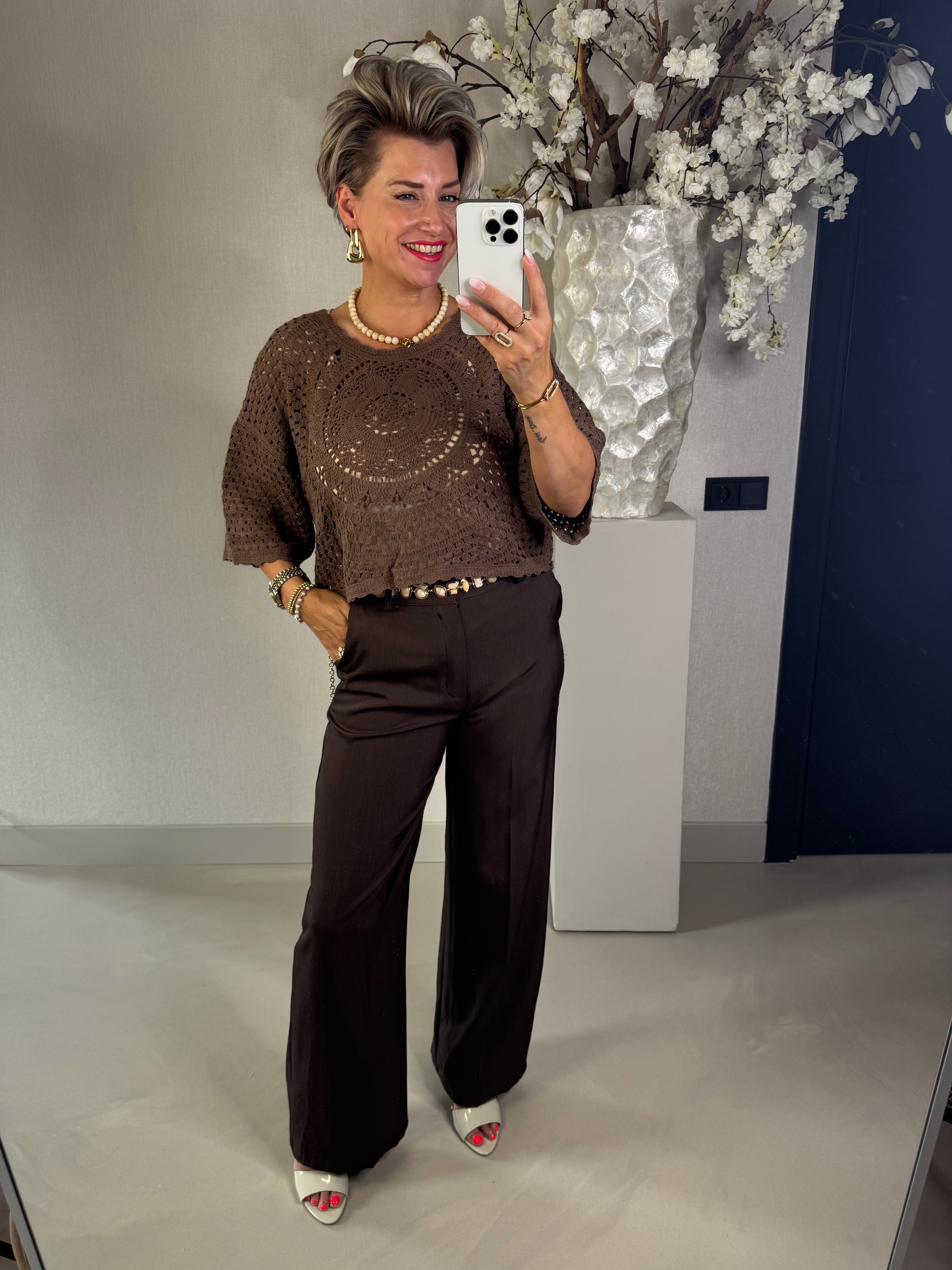 Boho gehaakte top choco