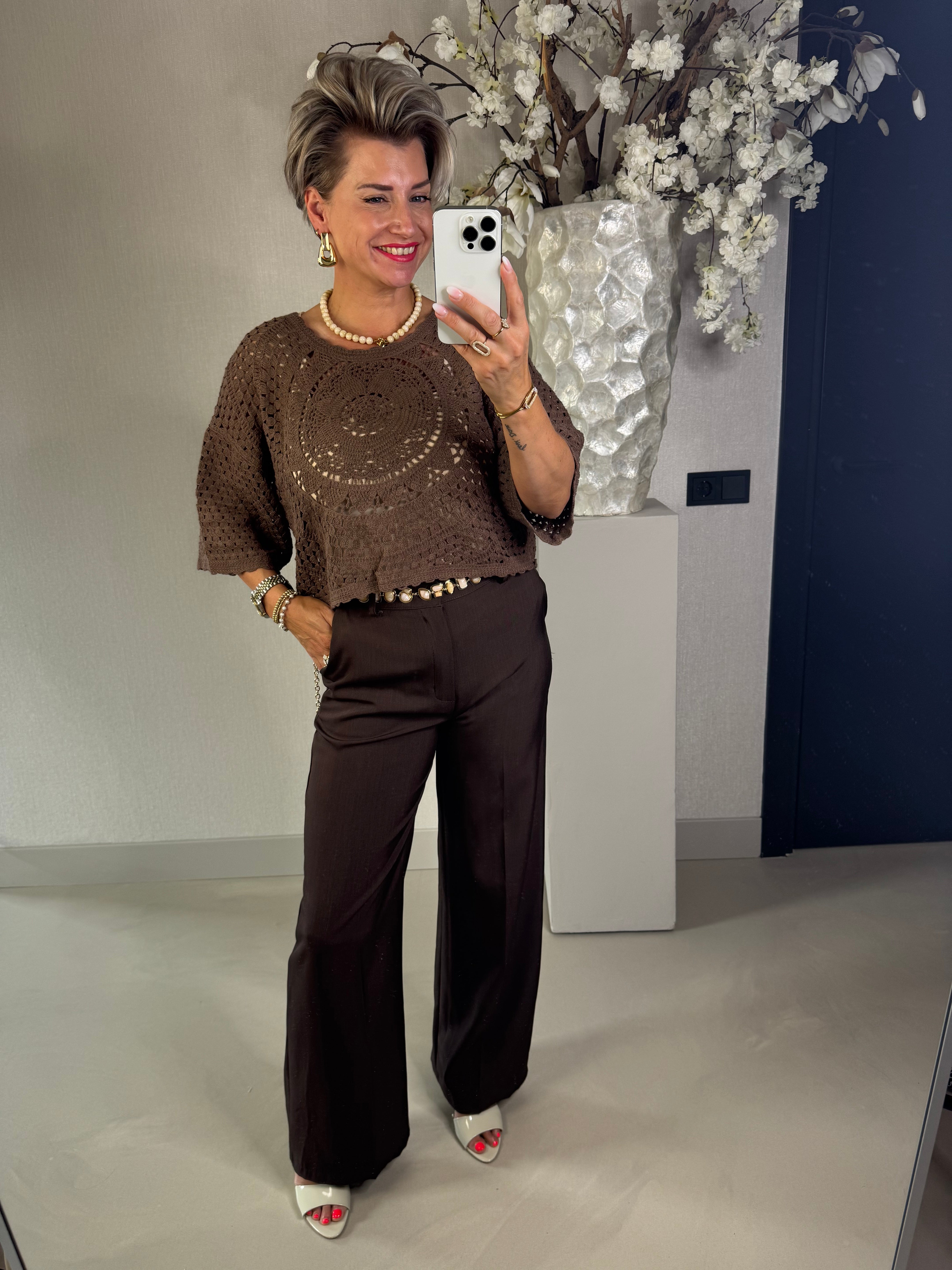 Boho gehaakte top choco