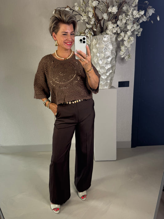 Boho gehaakte top choco
