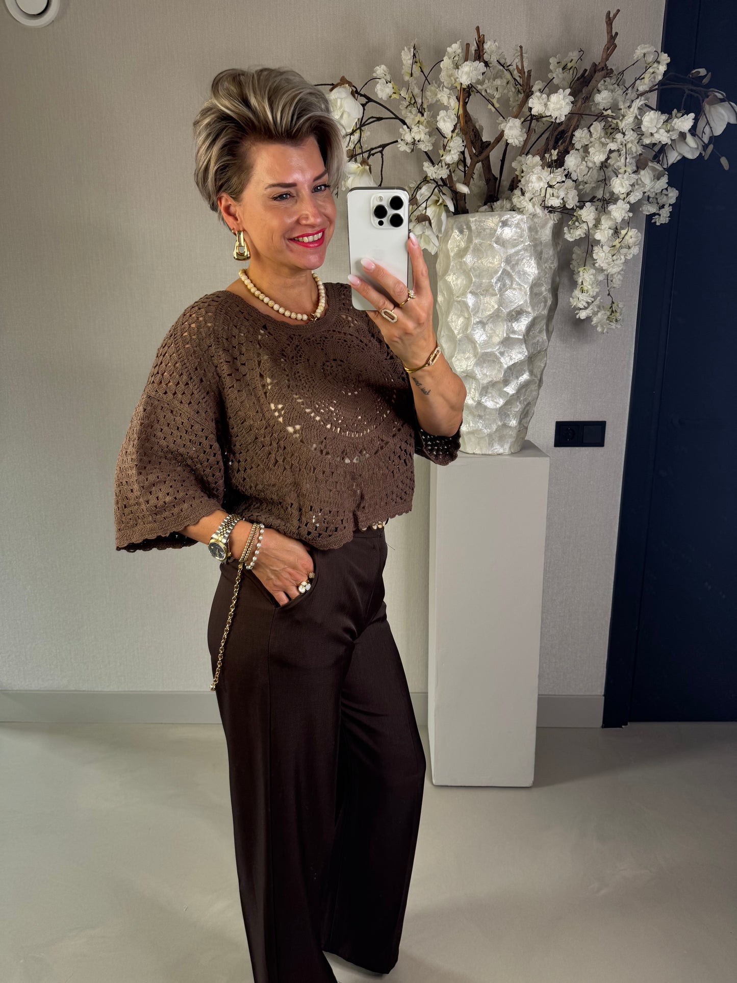 Boho gehaakte top choco