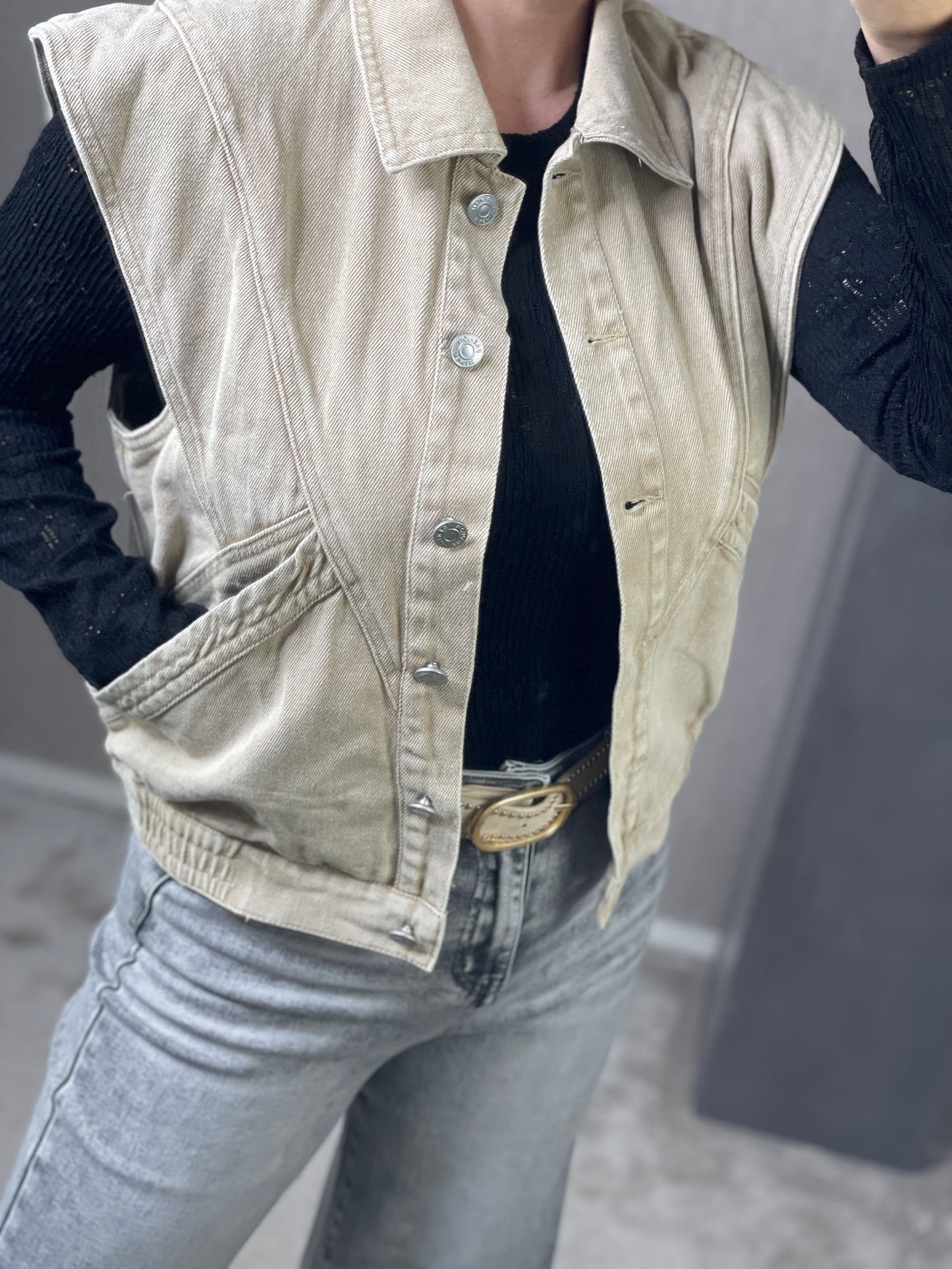 Jeans gilet beige