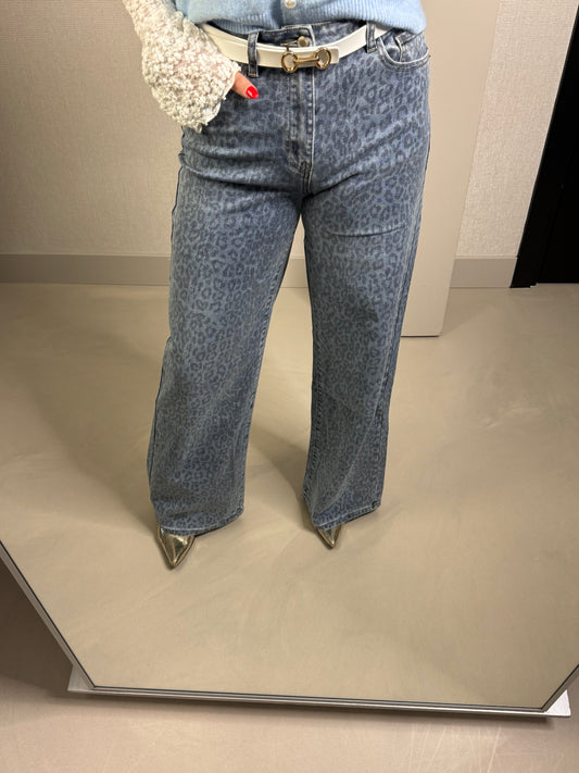 Wide leg jeans panter blauw