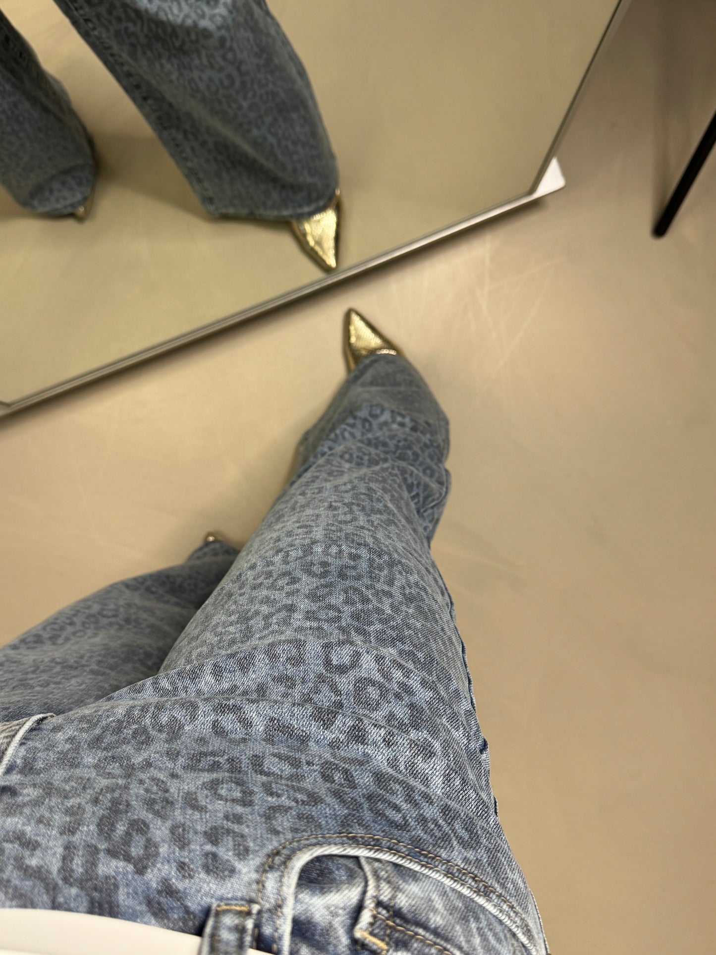 Wide leg jeans panter blauw