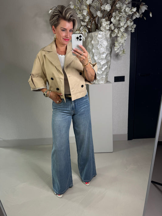 Trenchcoat cropped beige