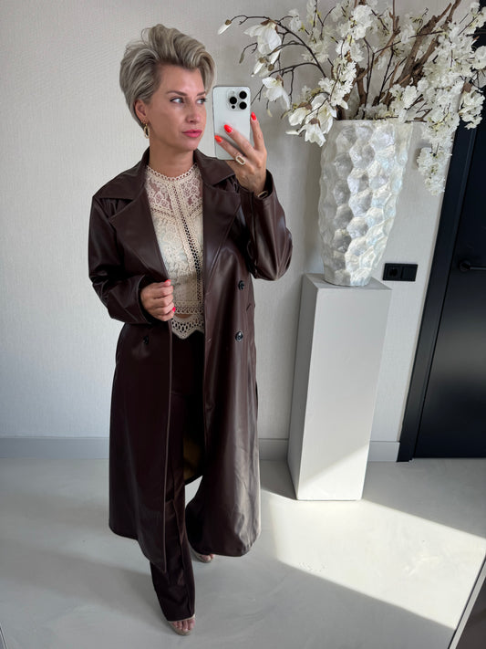 Trenchcoat leather choco