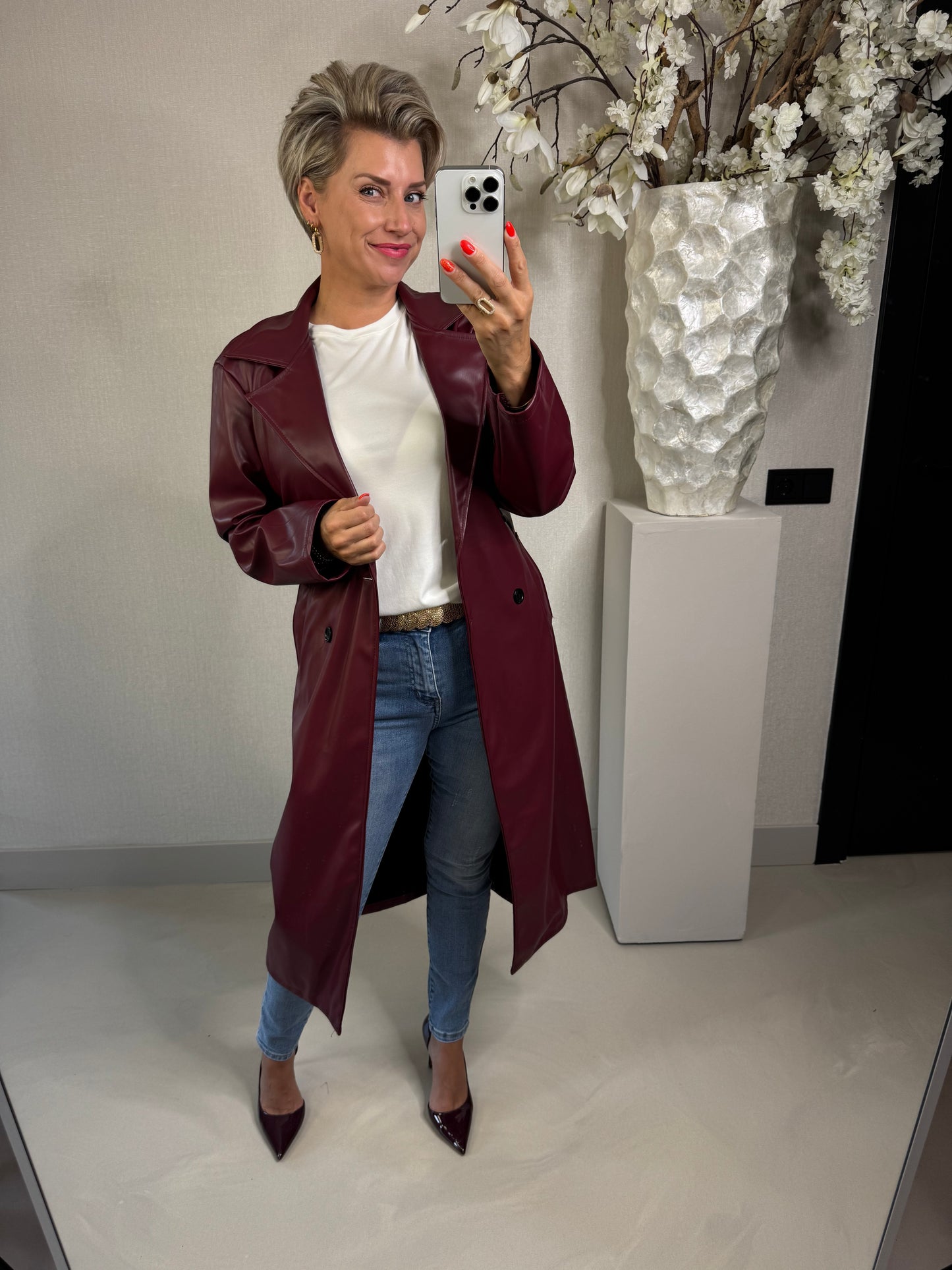 Trenchcoat leather bordeaux