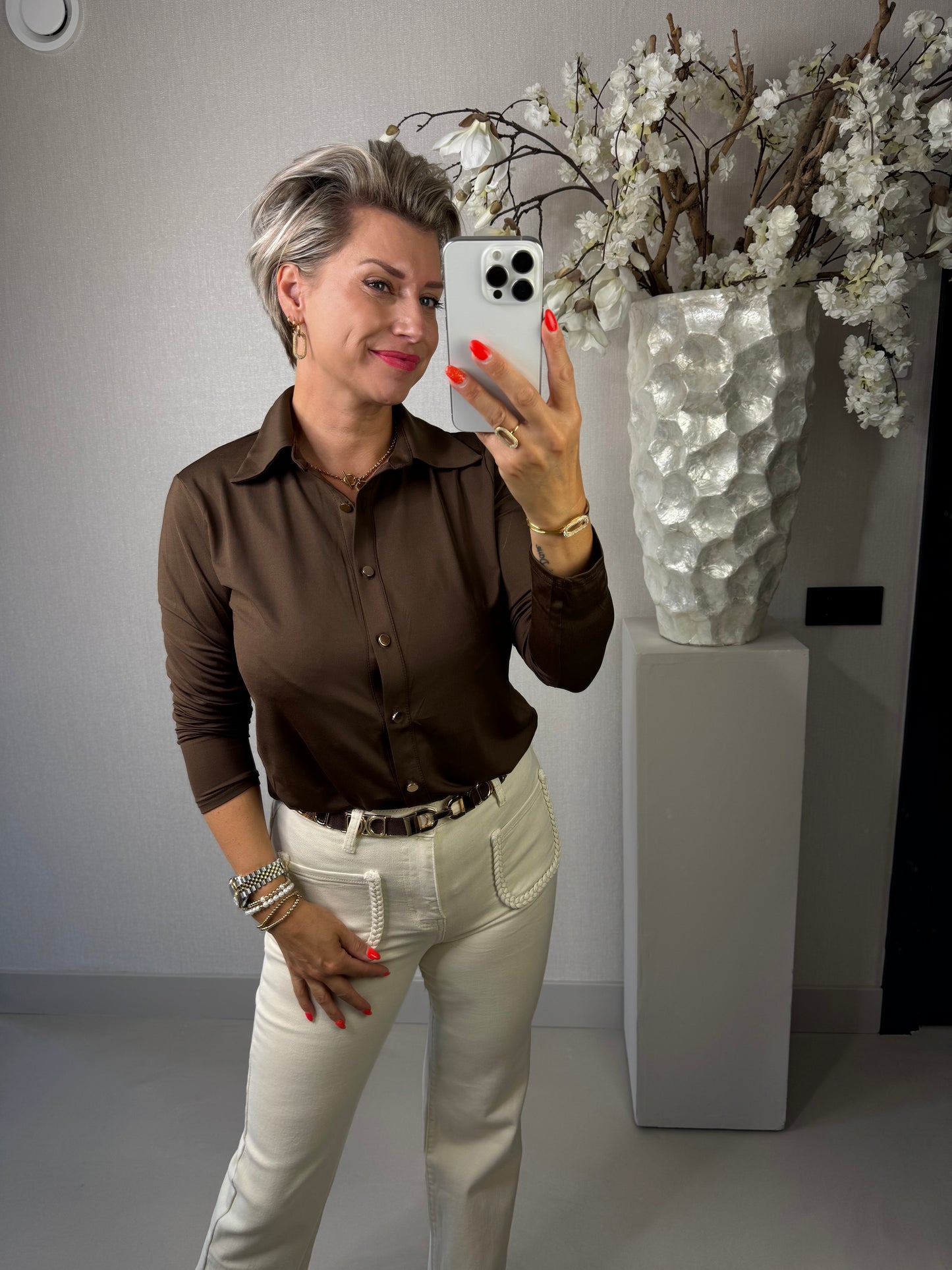 Travel blouse bruin