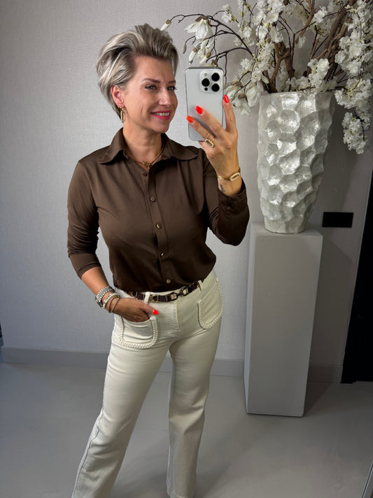 Travel blouse bruin