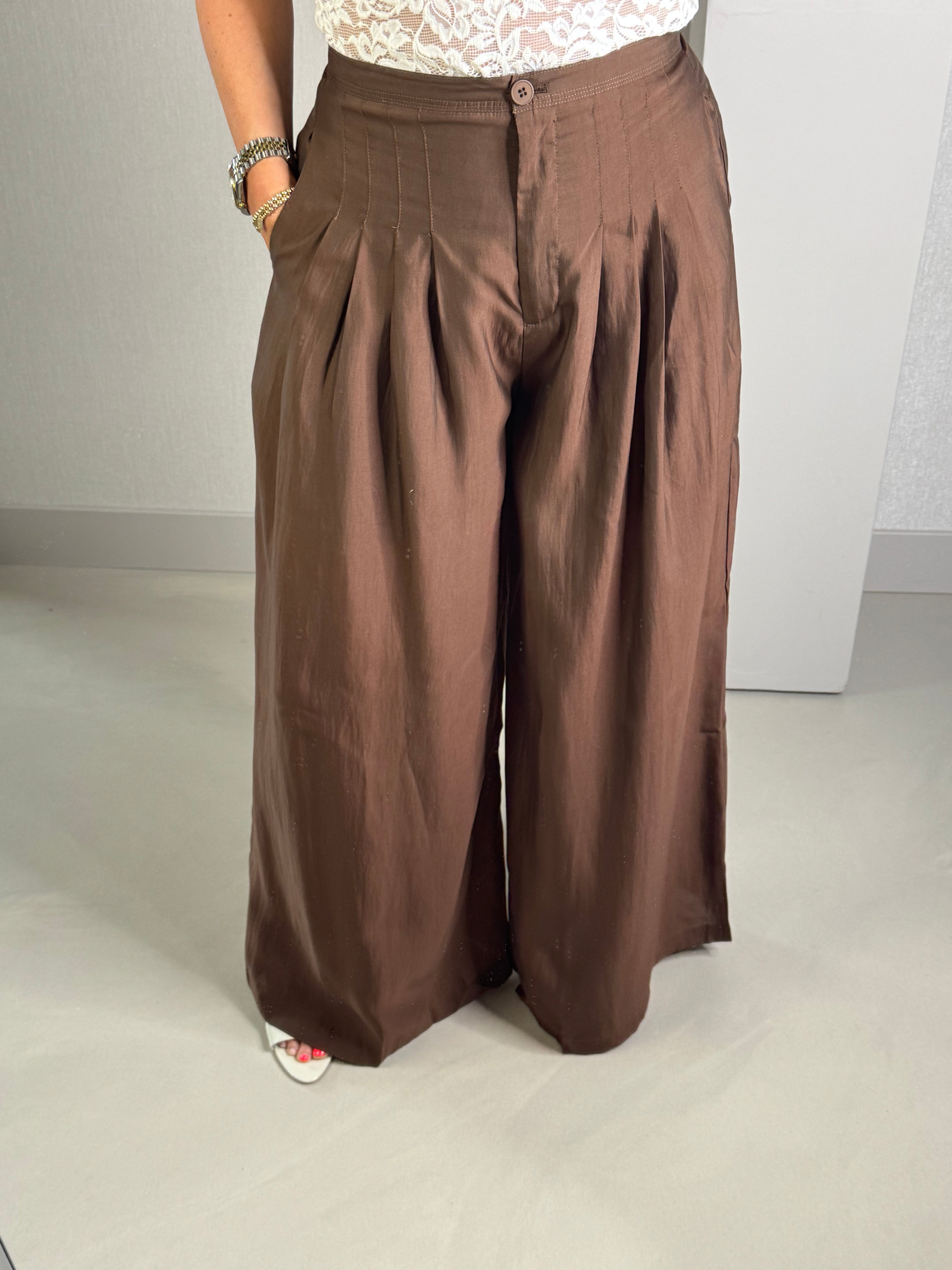 Wide leg pantalon chocolat brown