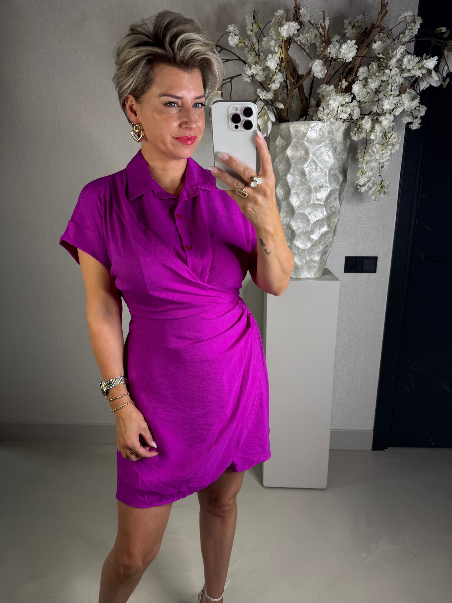 Azzurro jurkje magenta