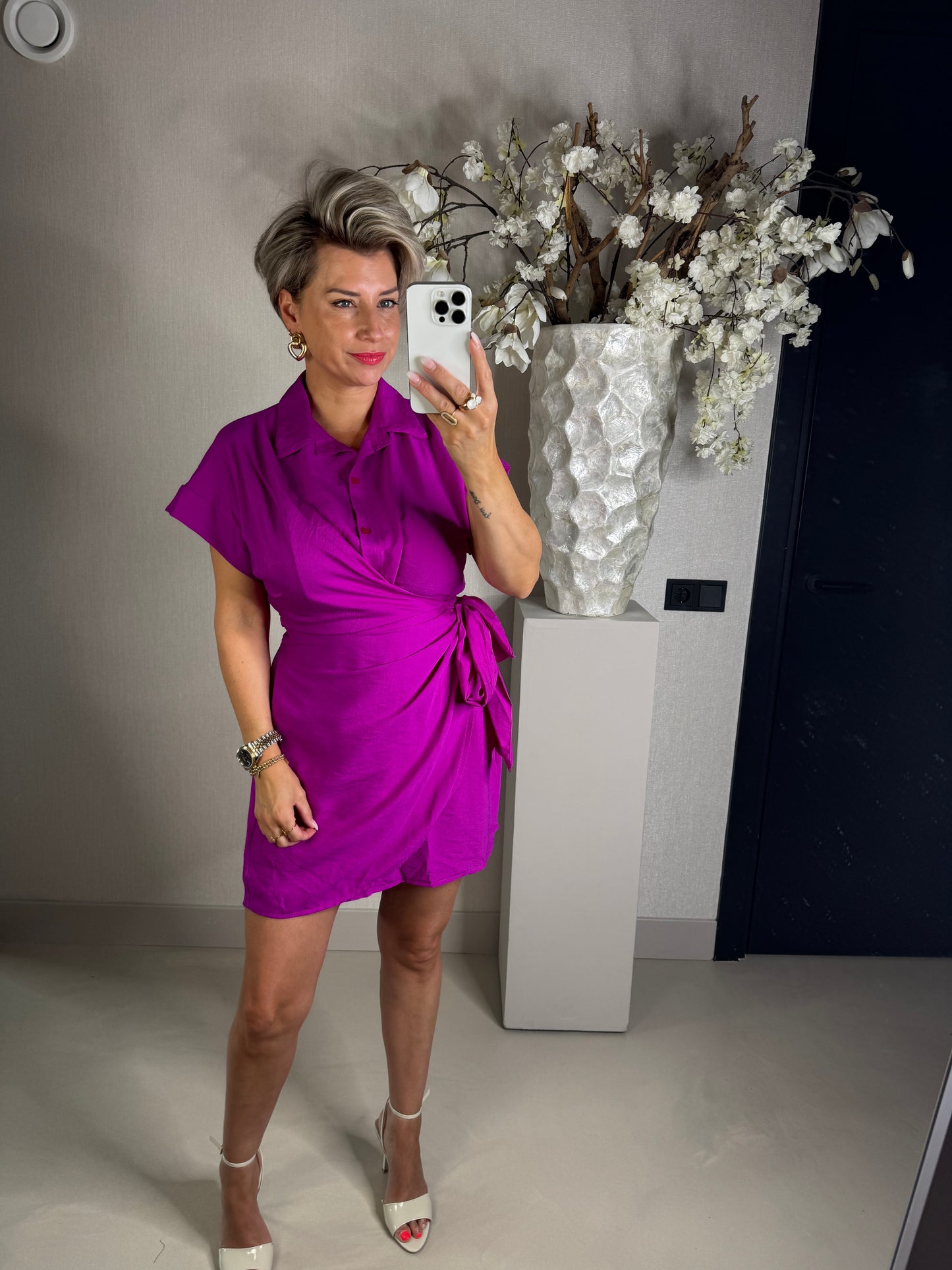 Azzurro jurkje magenta