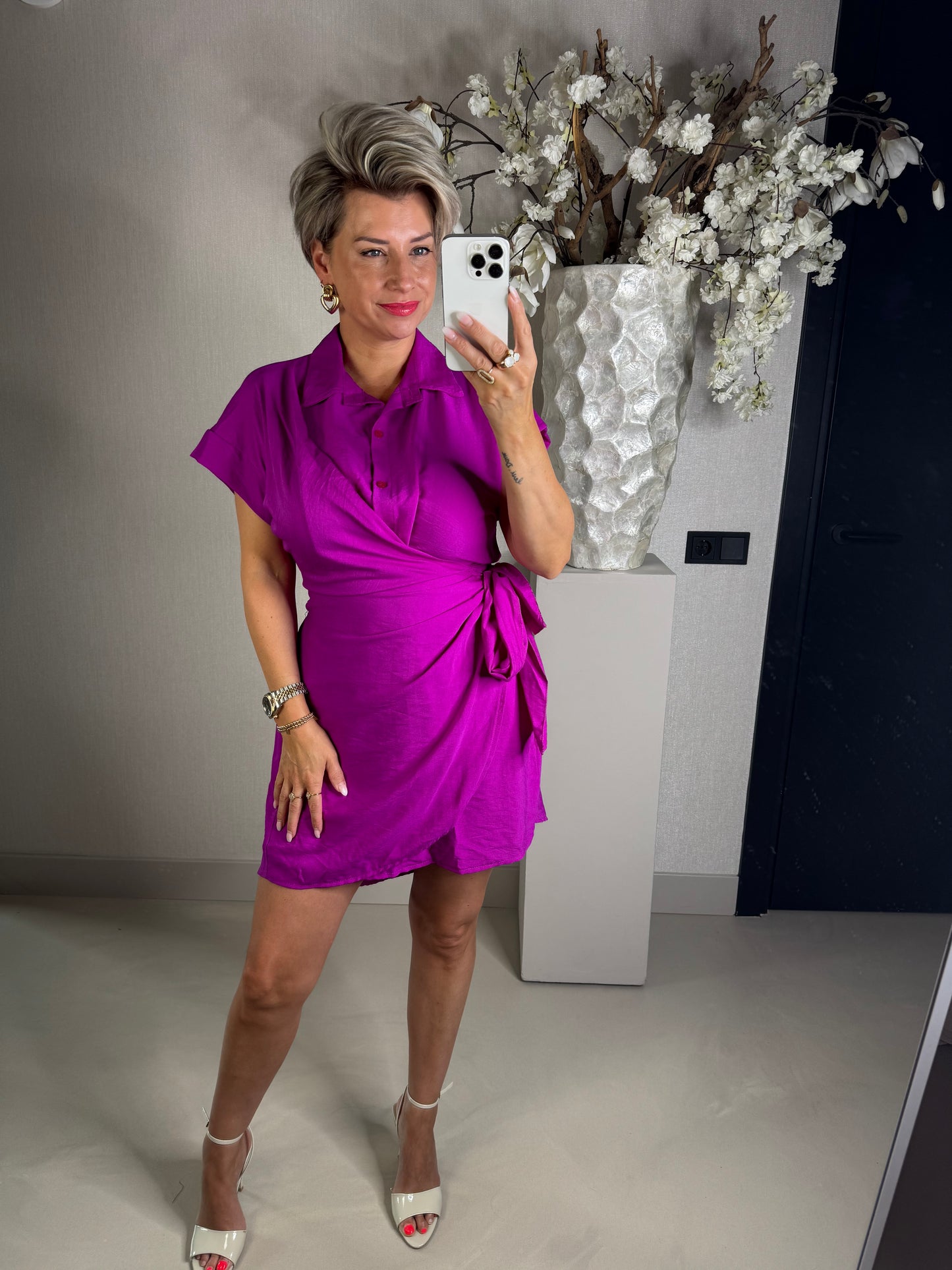 Azzurro jurkje magenta