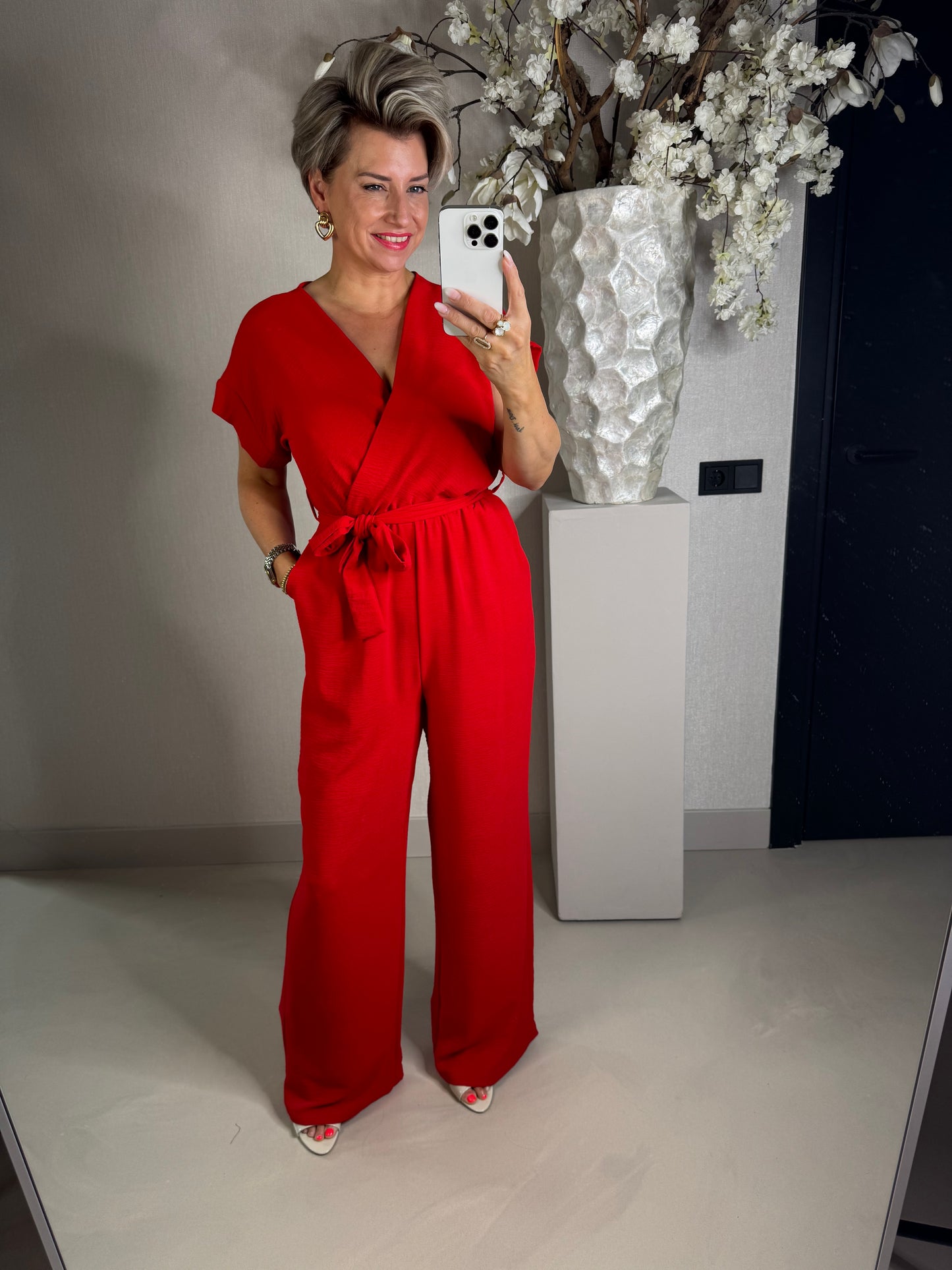 Azzurro jumpsuit rood