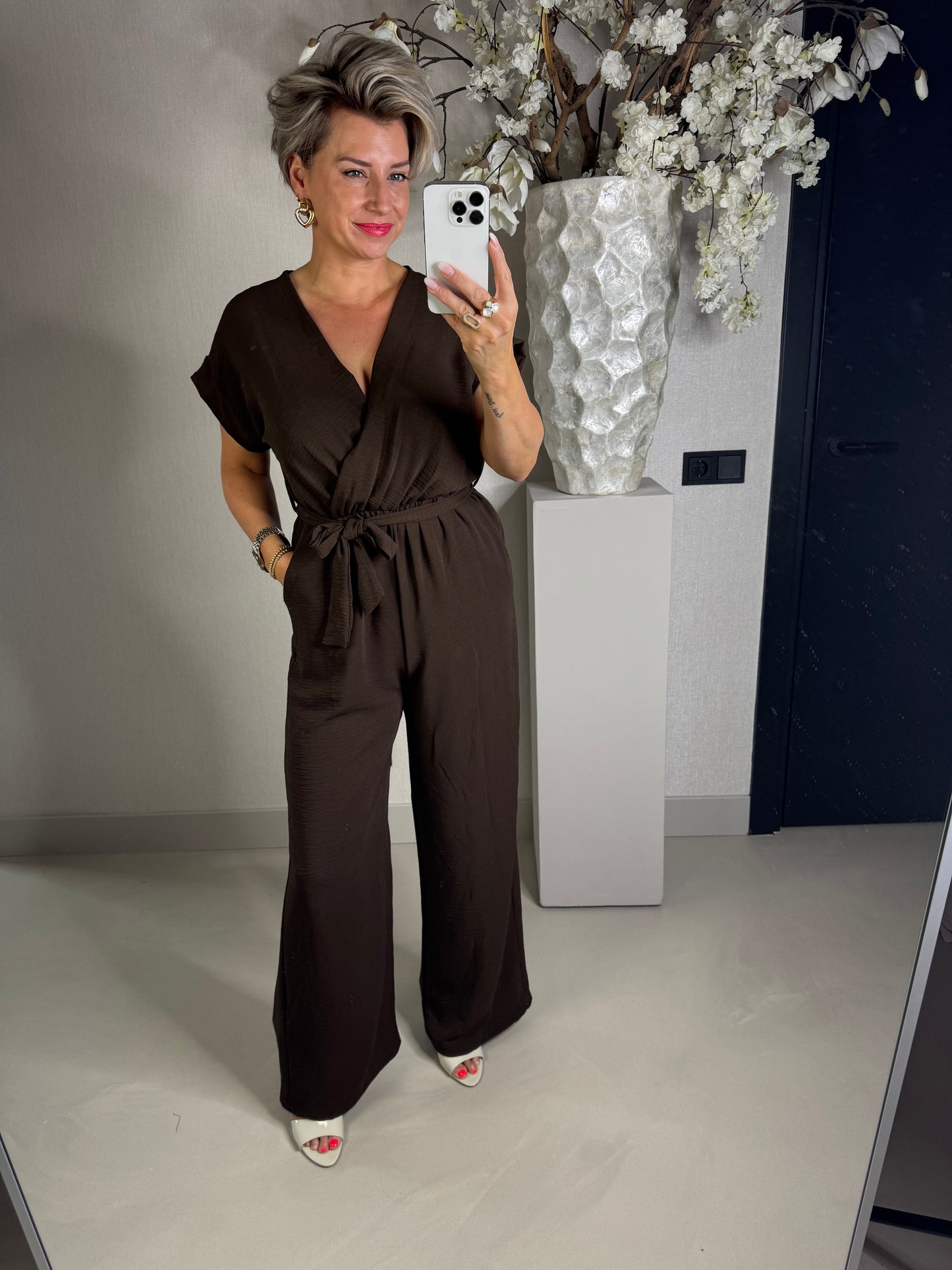 Azzurro jumpsuit chocolat brown
