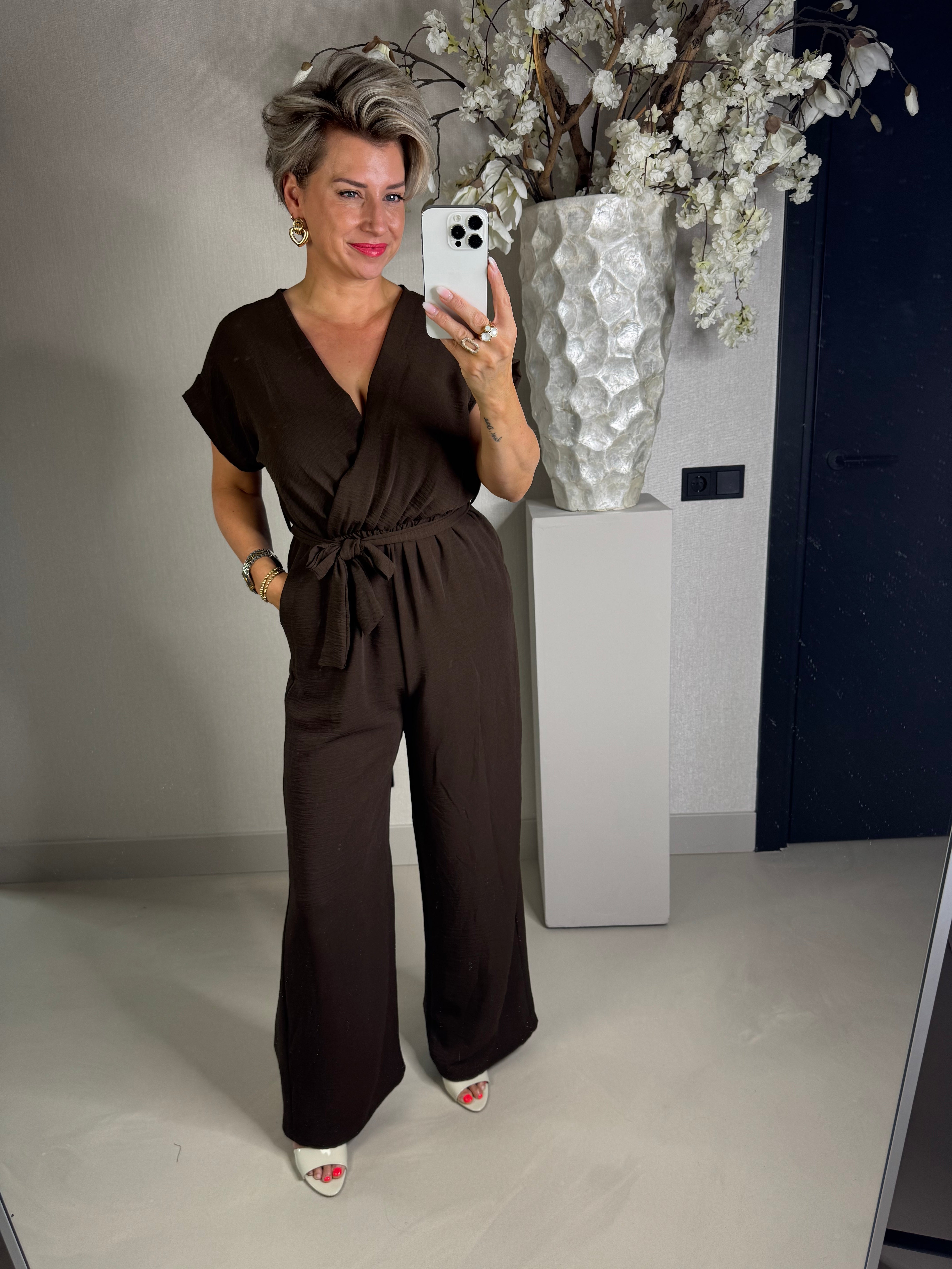 Azzurro jumpsuit chocolat brown