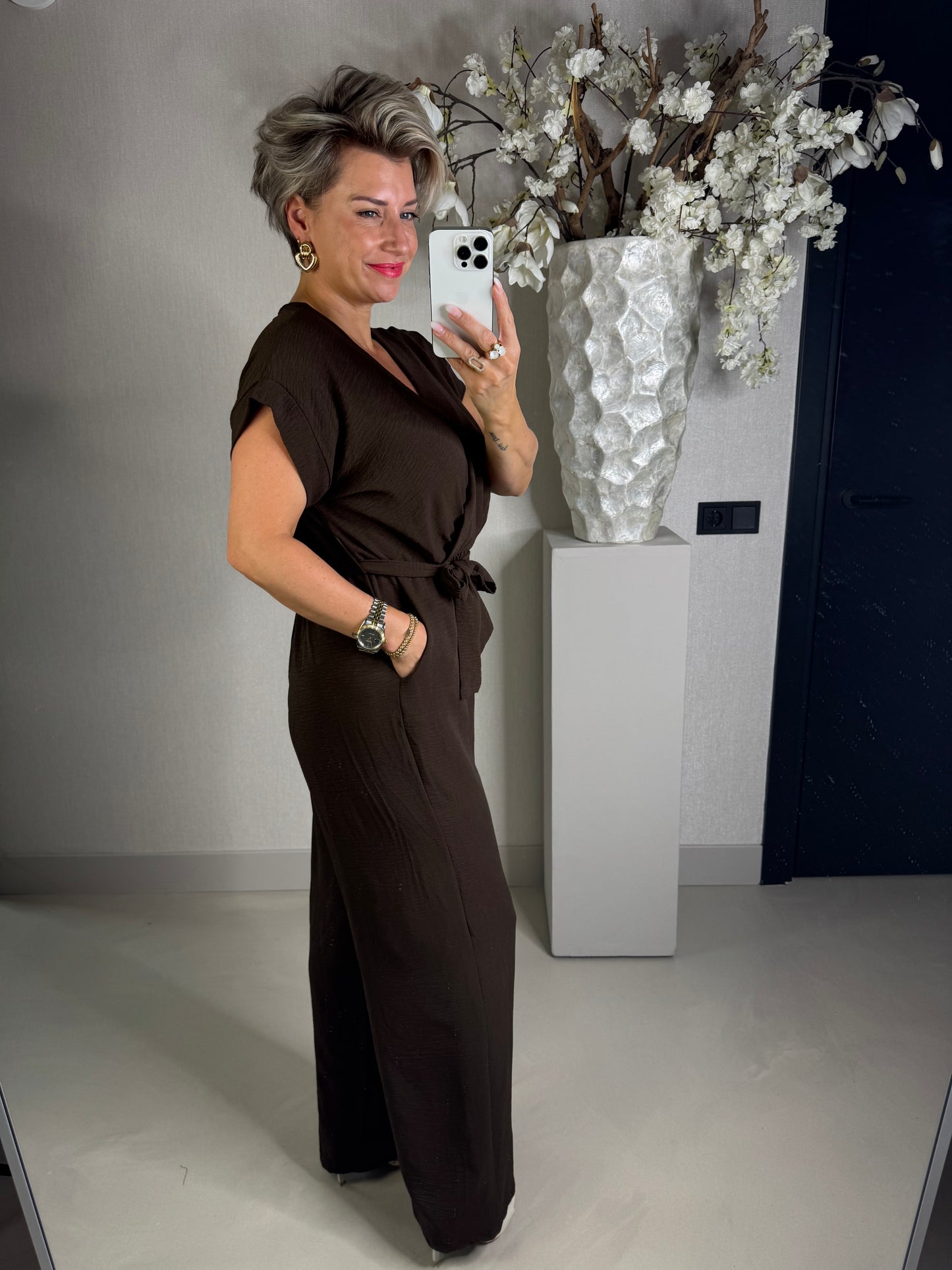 Azzurro jumpsuit chocolat brown