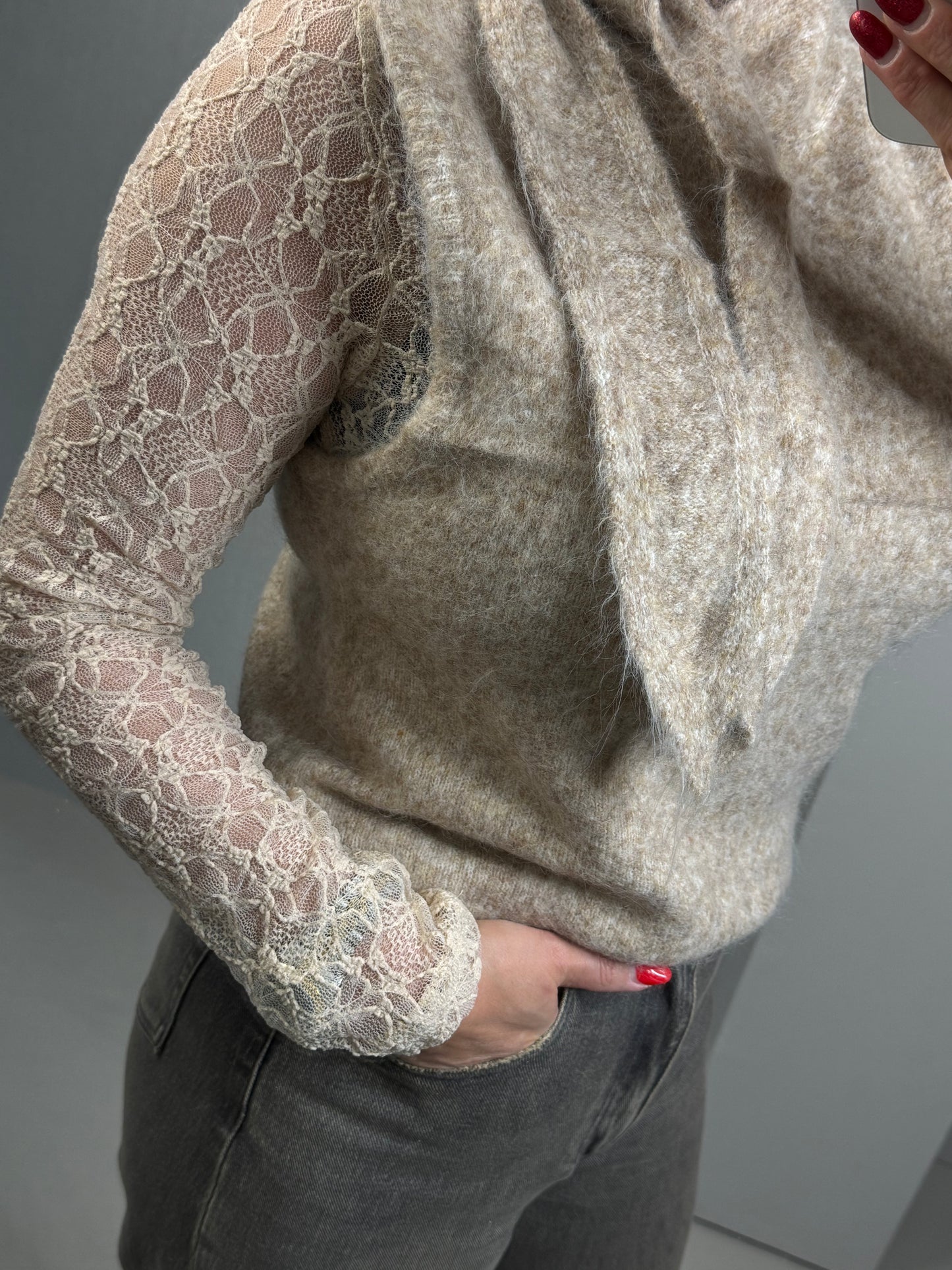 Kanten top beige Eliza