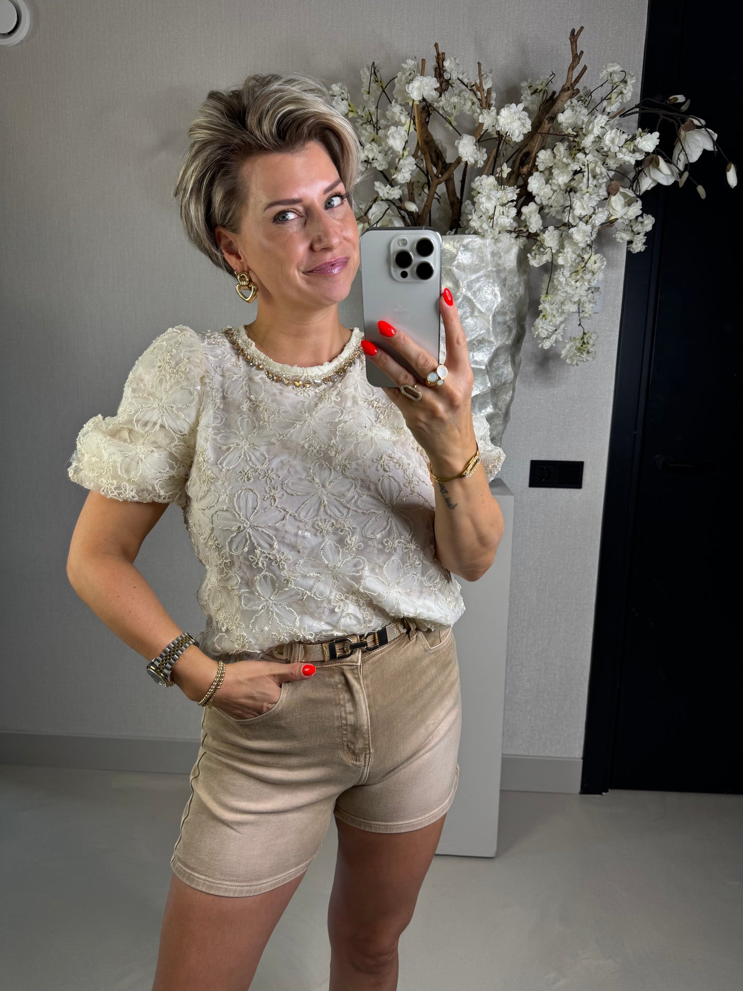 Top brocante strass