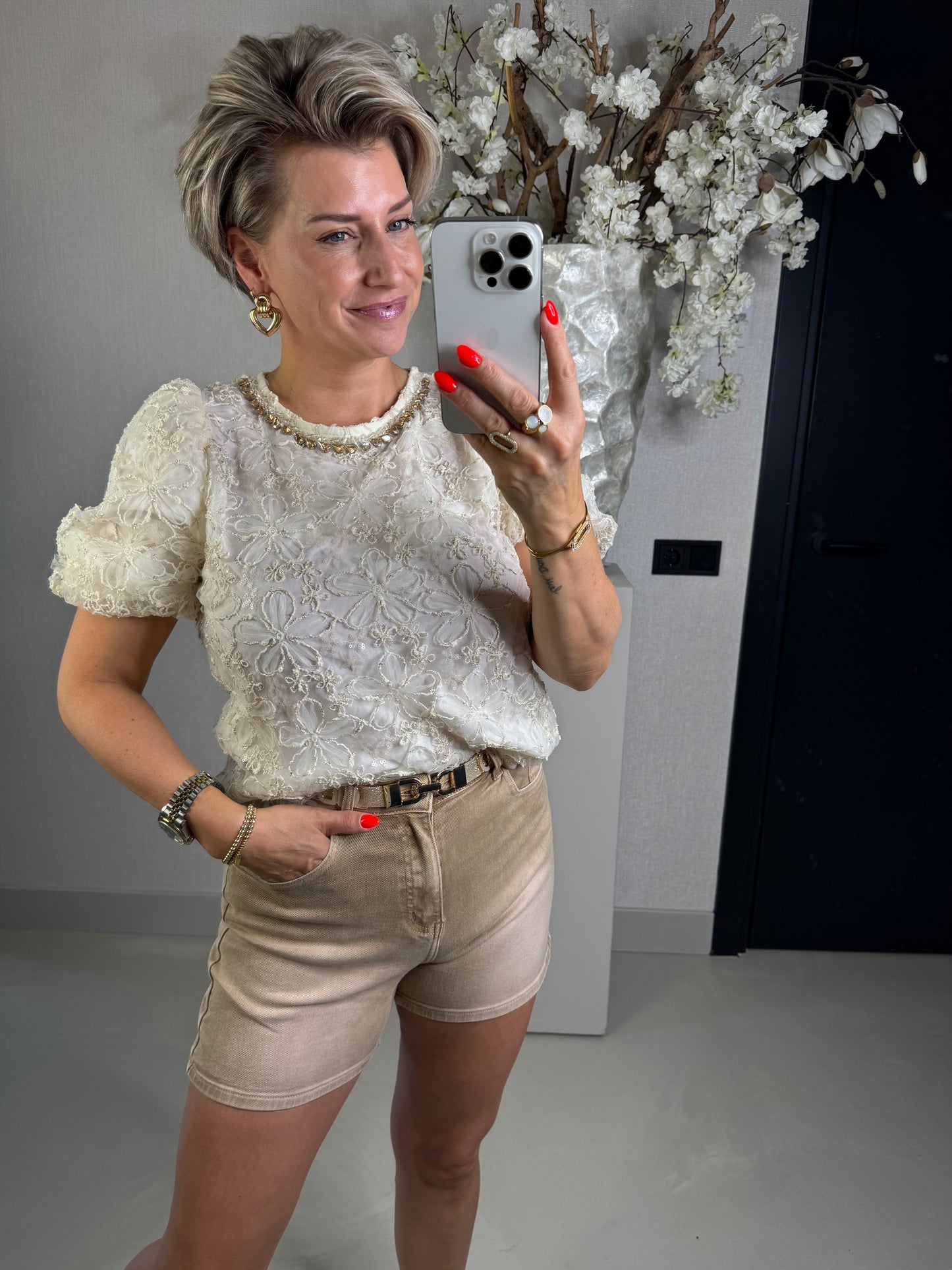Top brocante strass