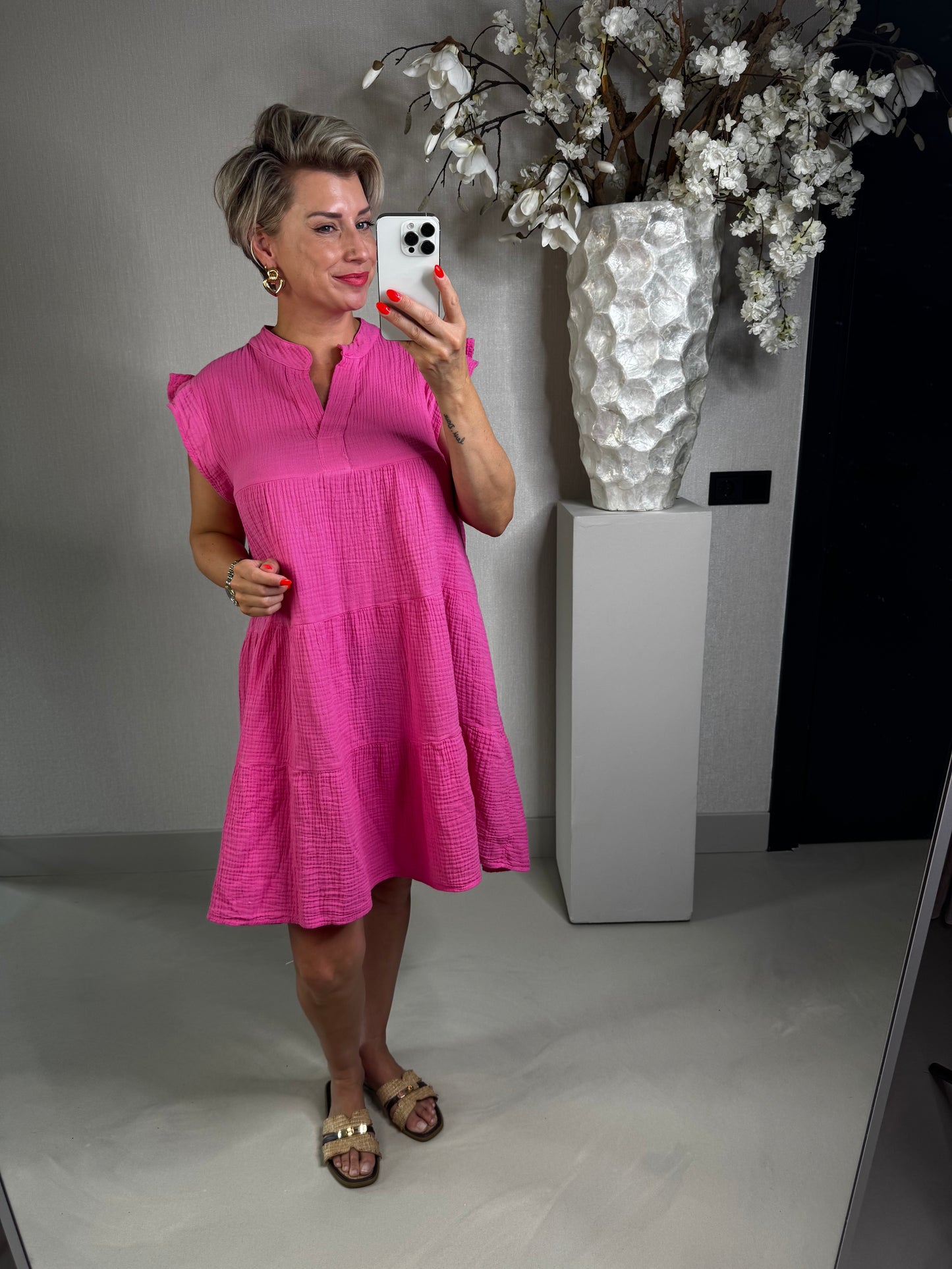 Jurkje mousseline fuchsia