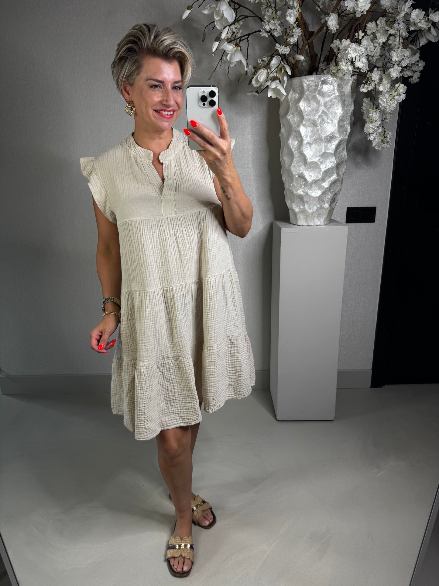 Jurkje mousseline beige