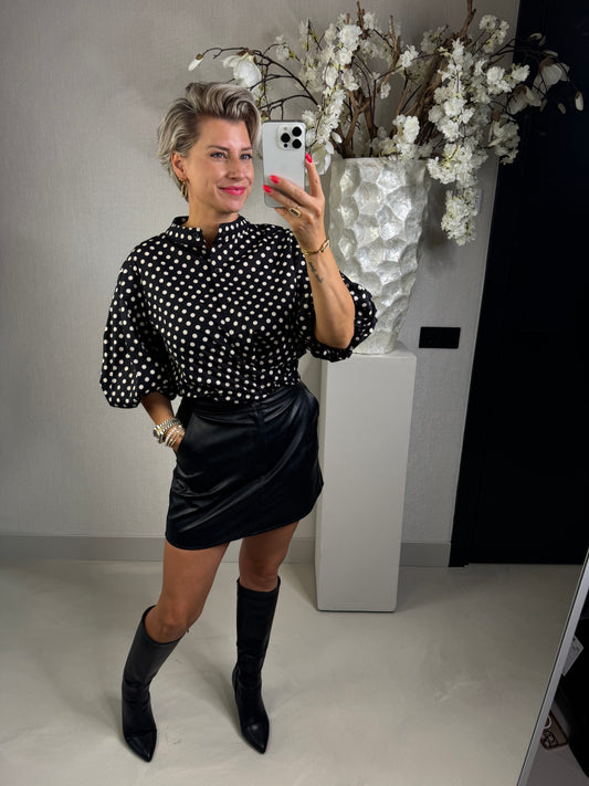 Blouse polka dot zwart