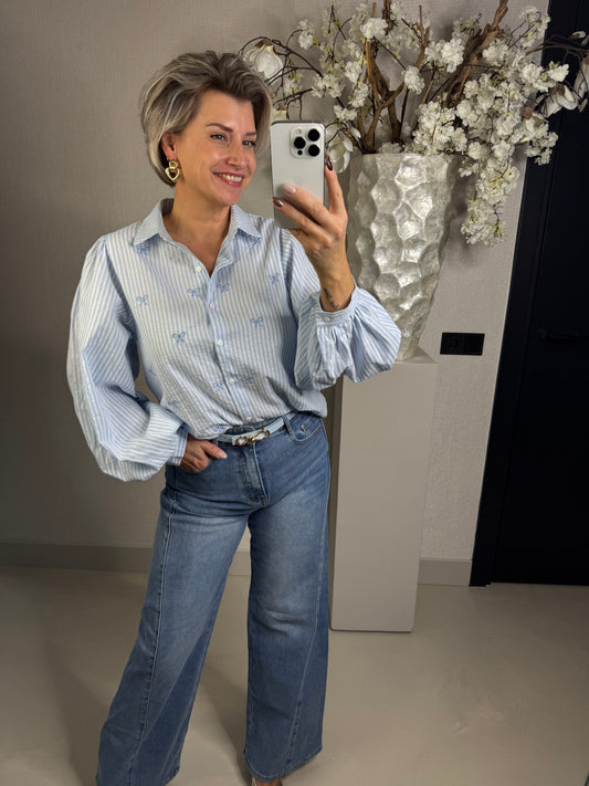 Blouse ballon strikjes