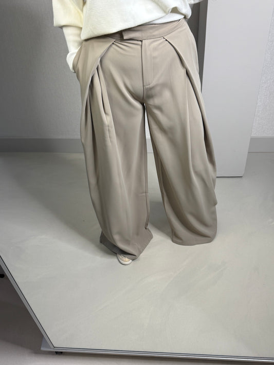 Pantalon wide leg beige