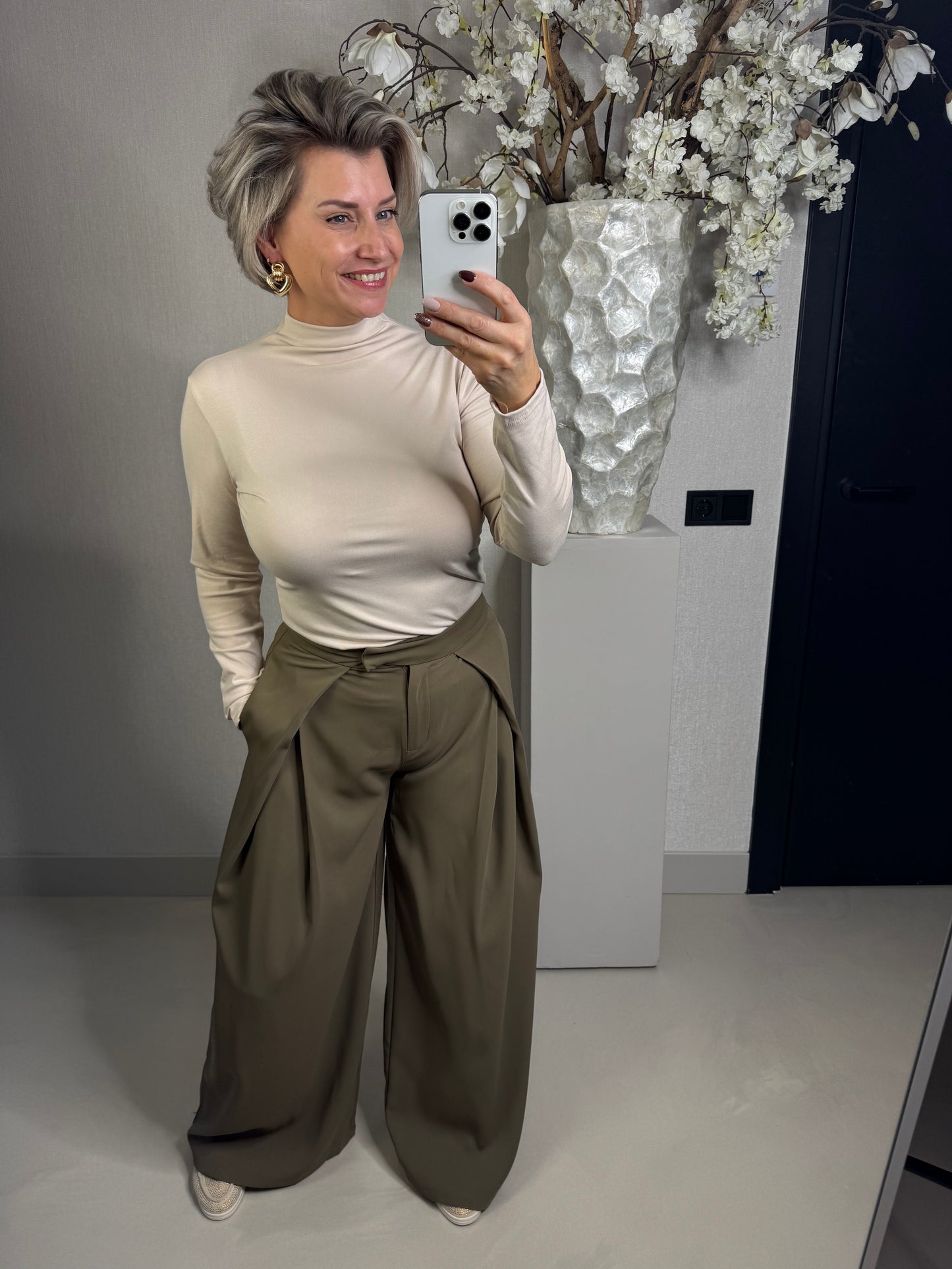Pantalon wide leg coffee