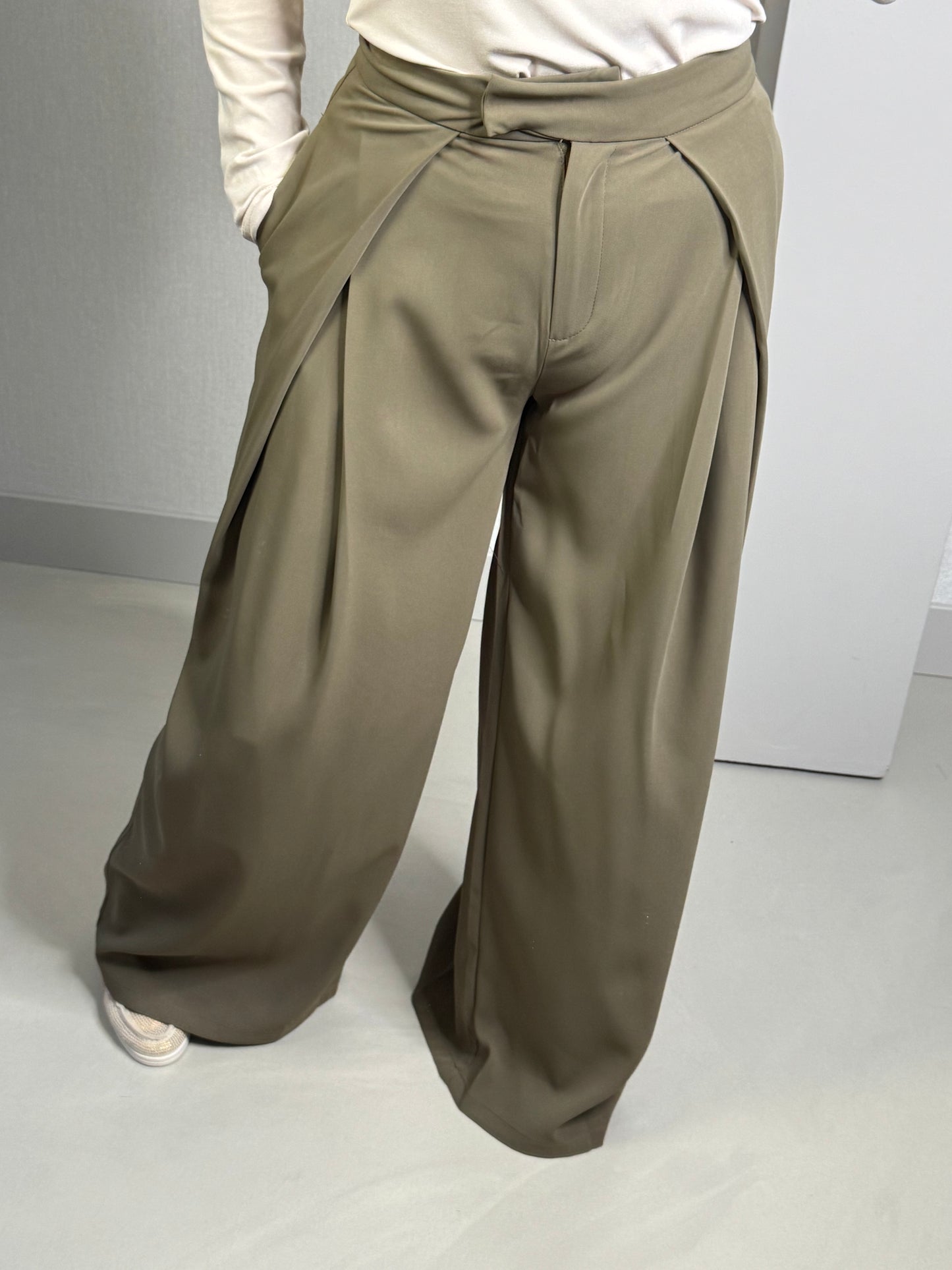 Pantalon wide leg coffee
