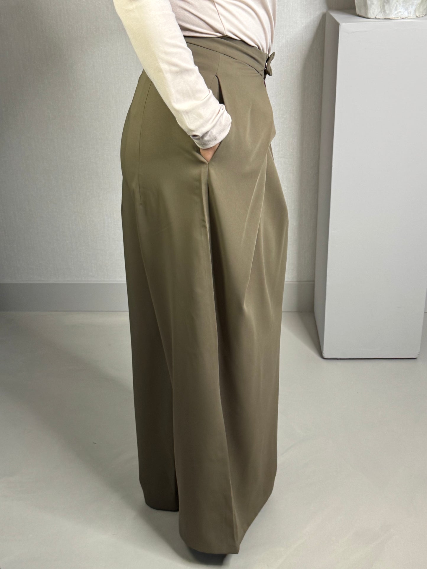 Pantalon wide leg coffee