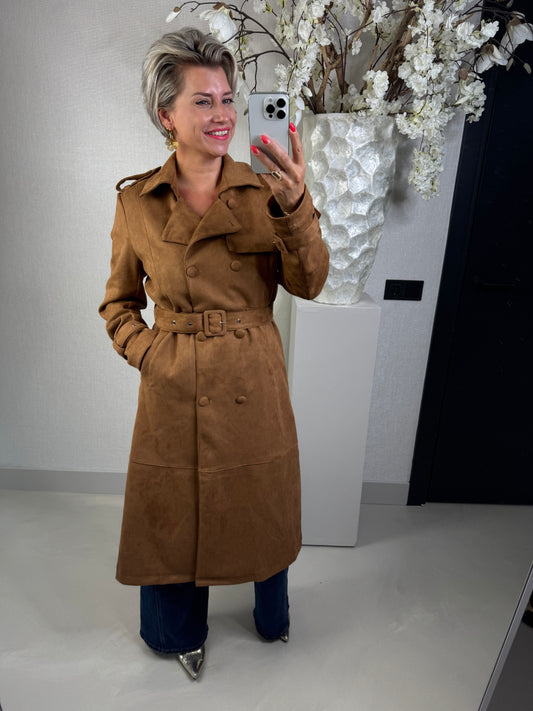 Jas suede camel
