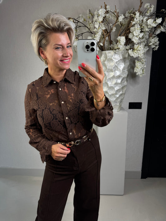 Blouse parel bruin