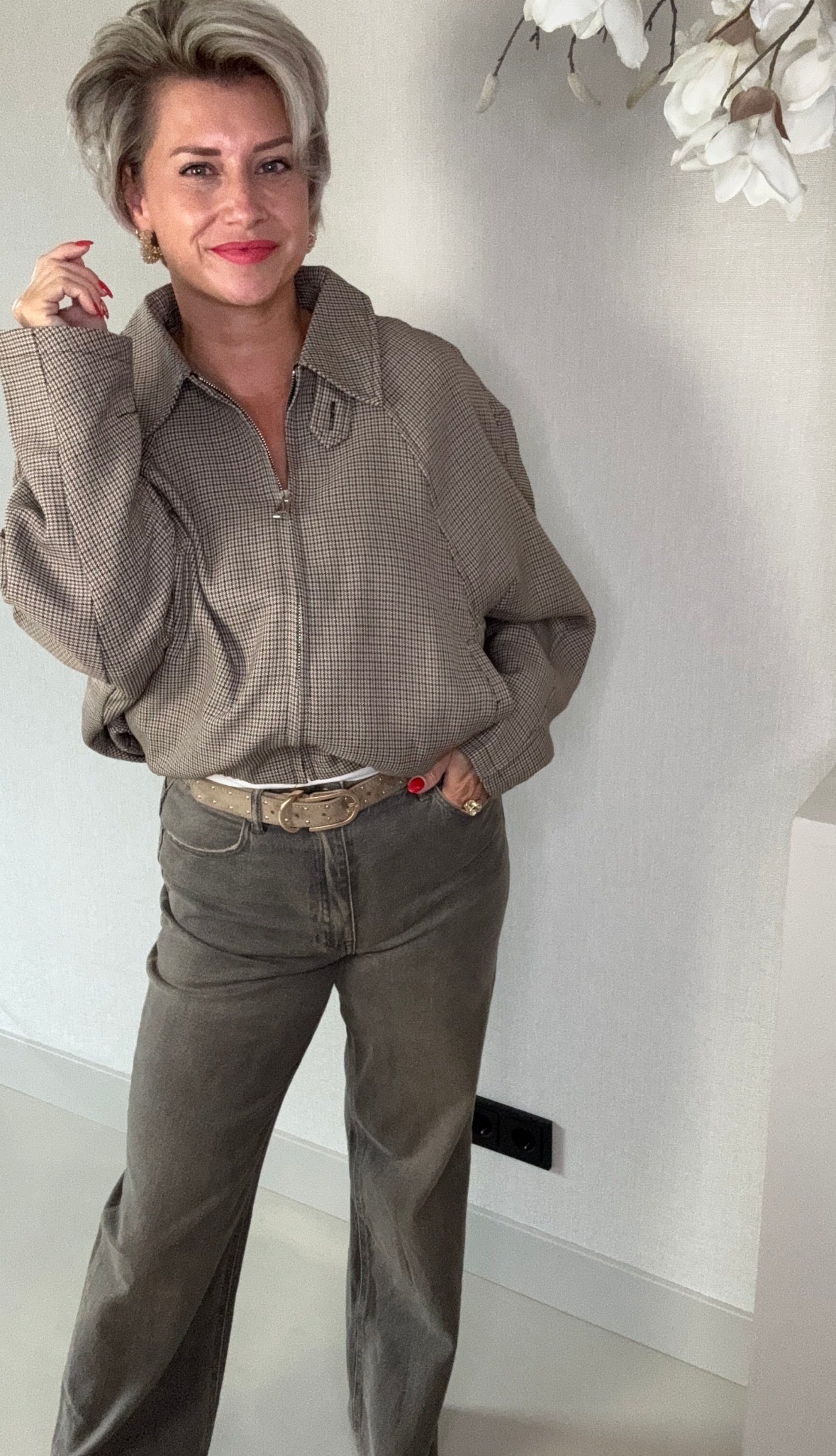 Bomber jack oversized pied de poule