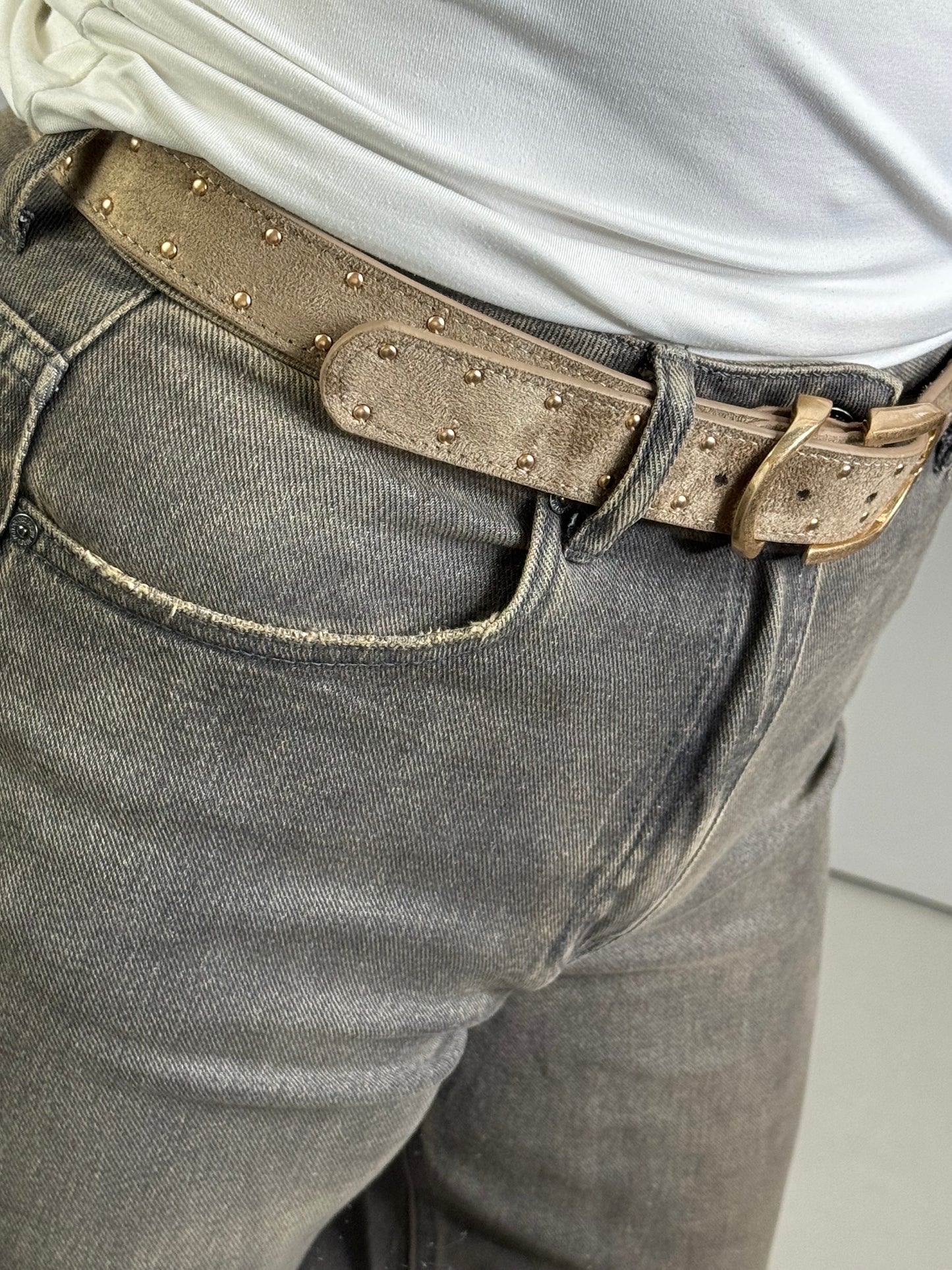 Riem taupe suède studs