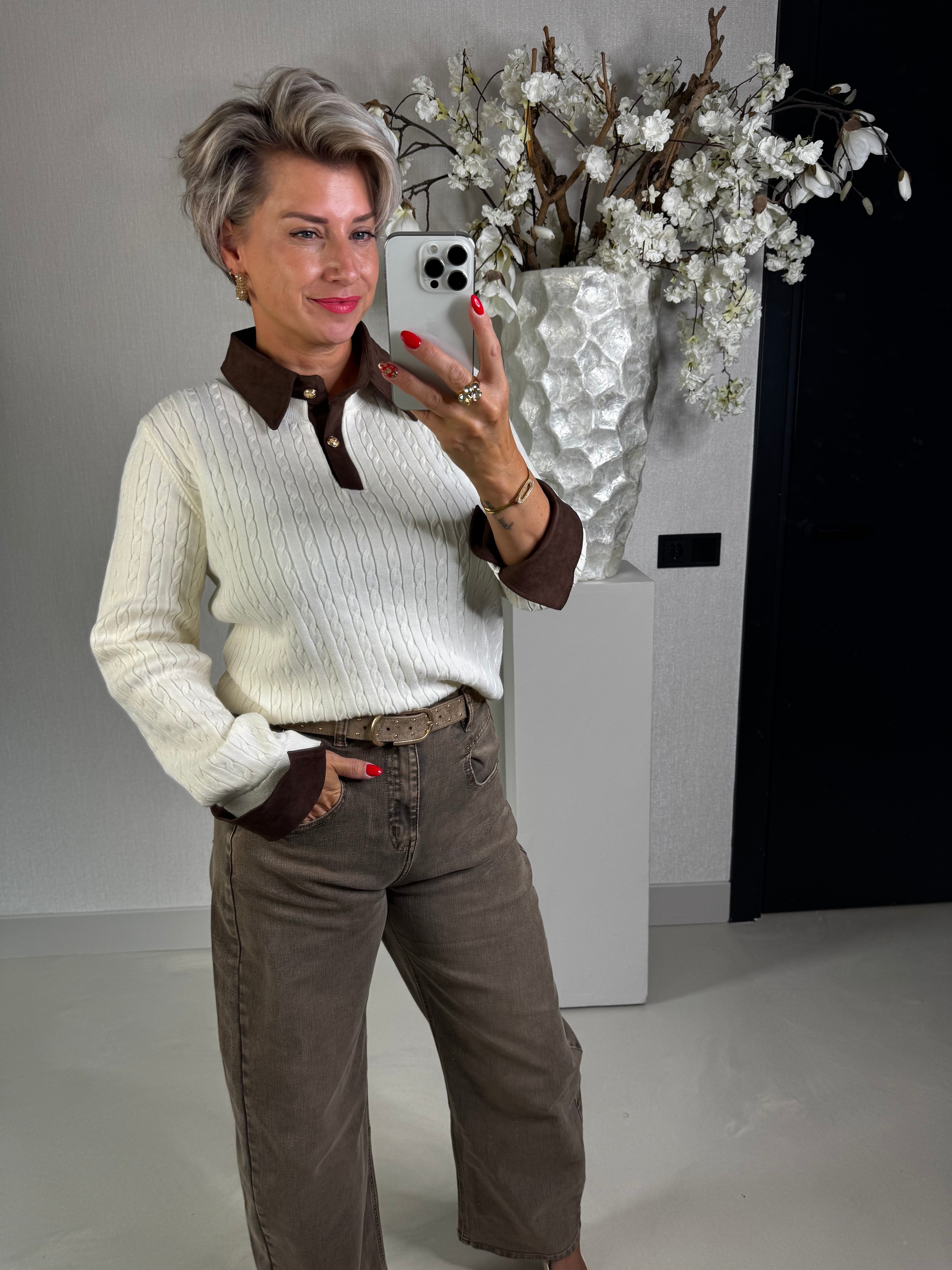 Top kabelknit off white