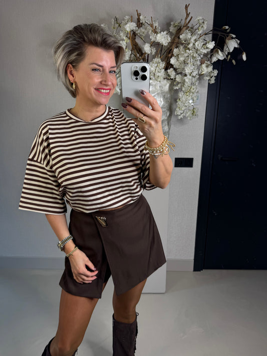 T'shirt streep bruin