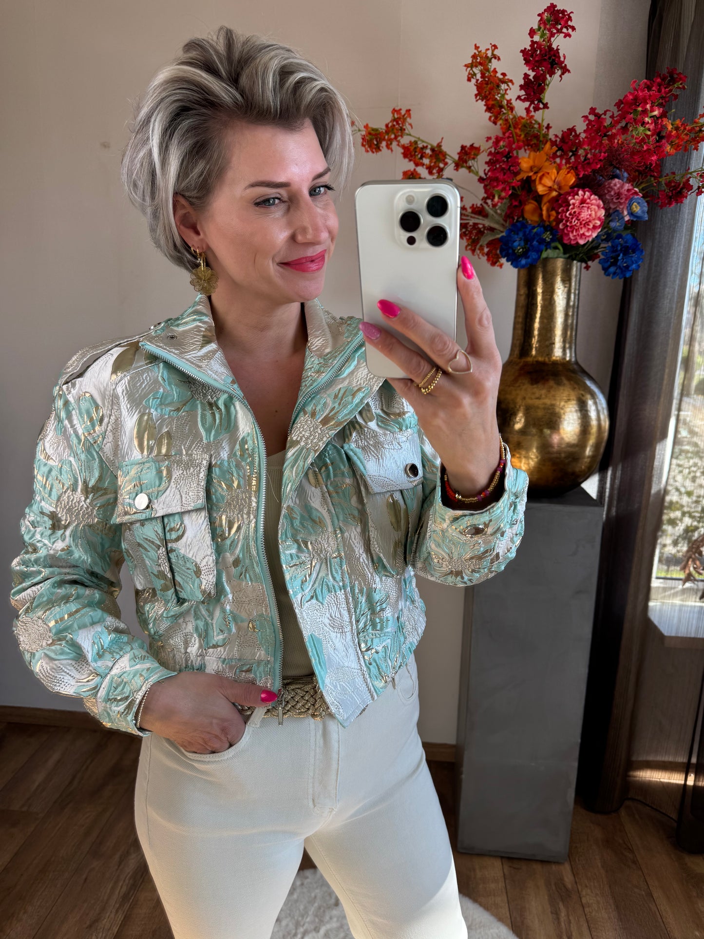 Jasje Flower mint goud