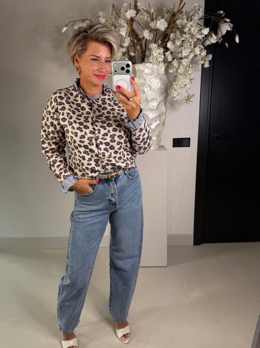 Vest panter blouse kraag