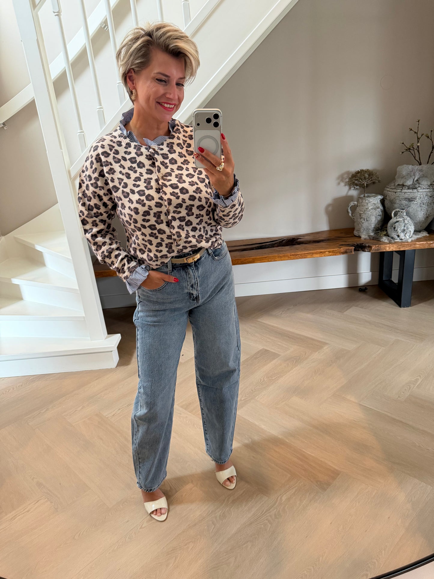 Vest panter blouse kraag