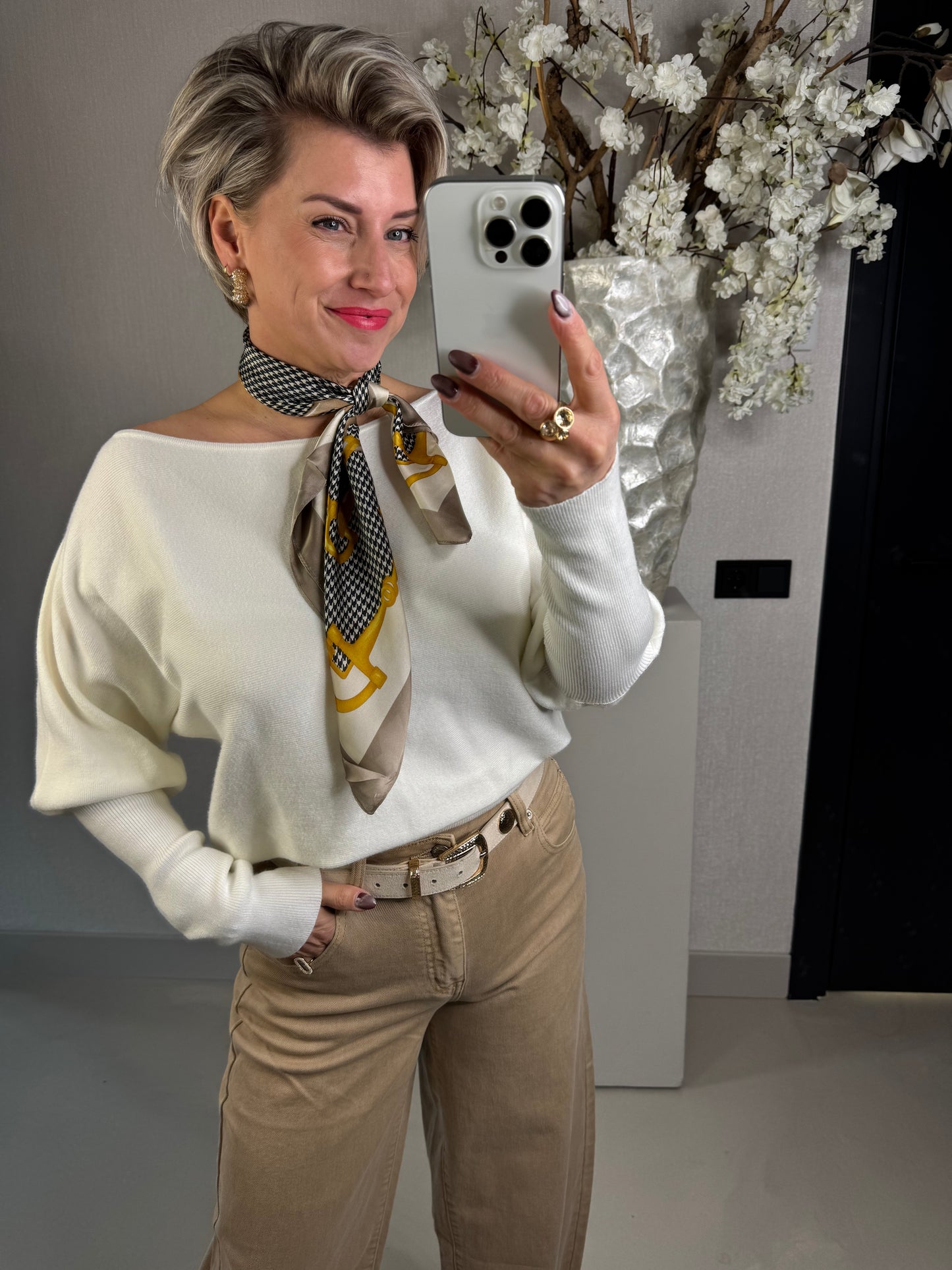 Sjaal zilk geel/beige