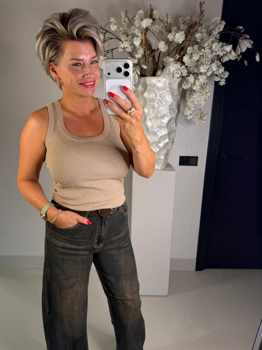 Top lurex beige