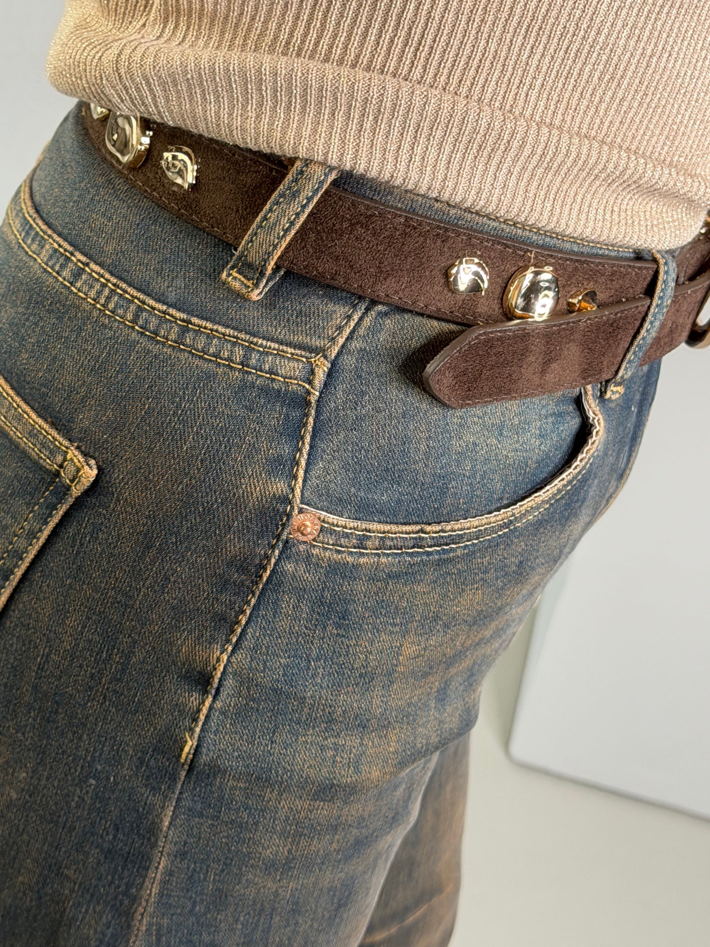 Riem suede choco