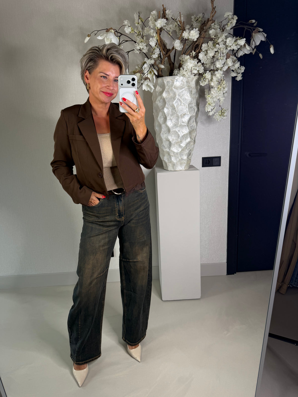 Blazer cropped bruin kant
