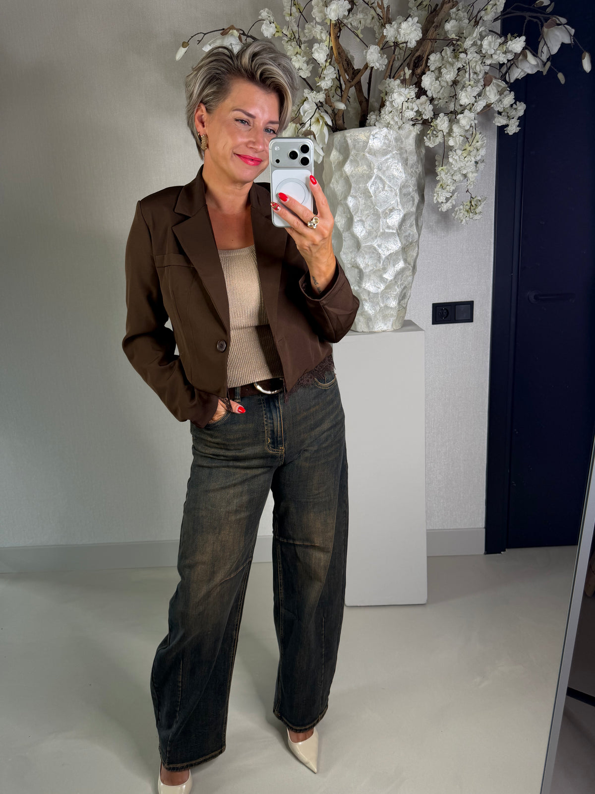 Blazer cropped bruin kant